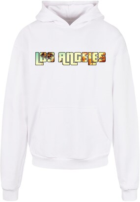 Merchcode Sweatshirt ‘Grand Los Angeles’ Geel / Pastelgroen / Oranje / Wit