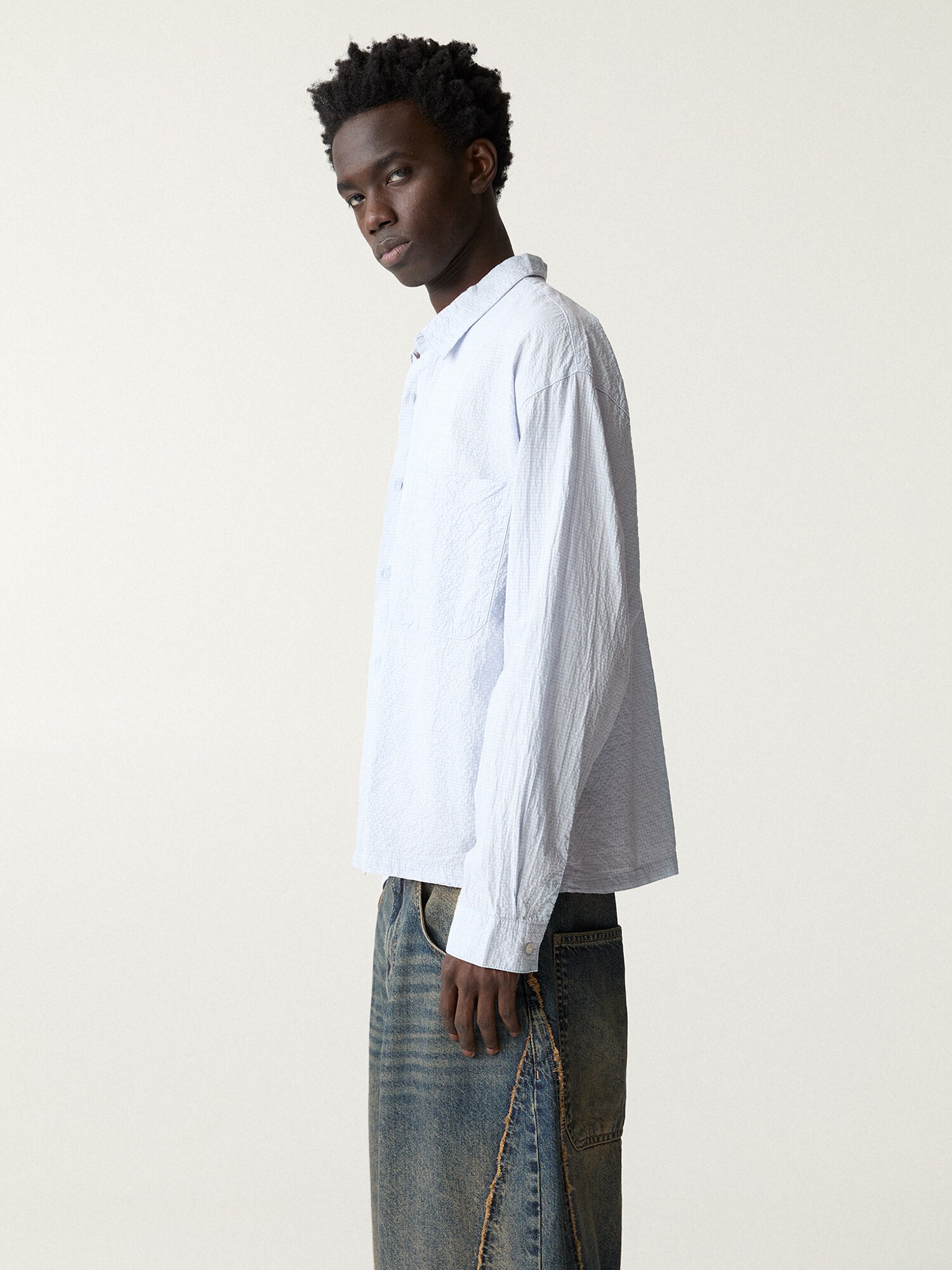 Pull&Bear Košeľa indigo / biela (obrázok 3)