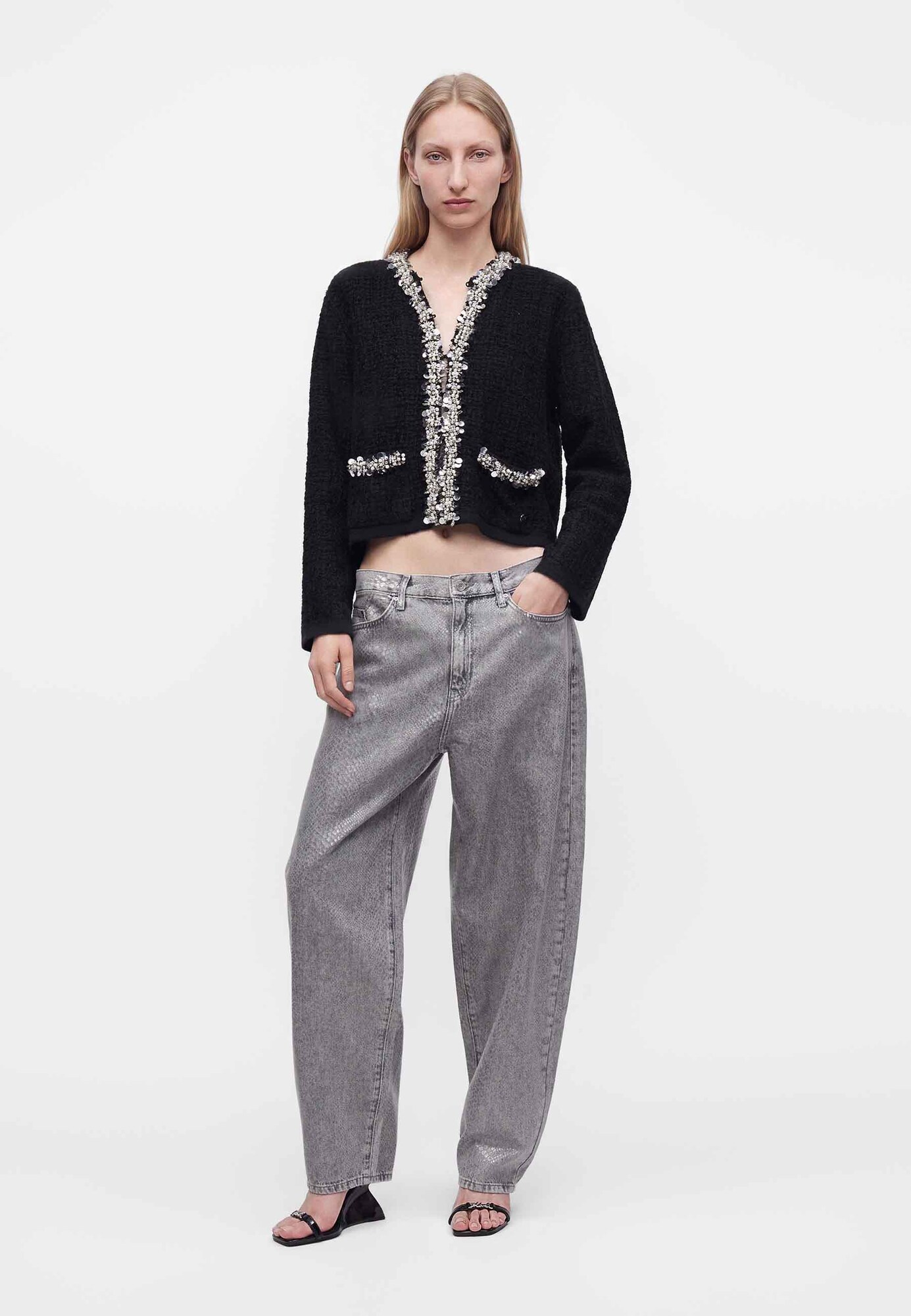 Karl Lagerfeld Cárdigan negro / blanco – imagen 4