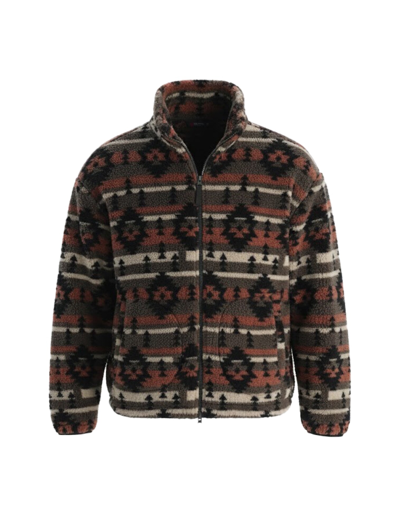 Dagi Jachetă  fleece  gri închis / roșu ruginiu / negru / alb murdar