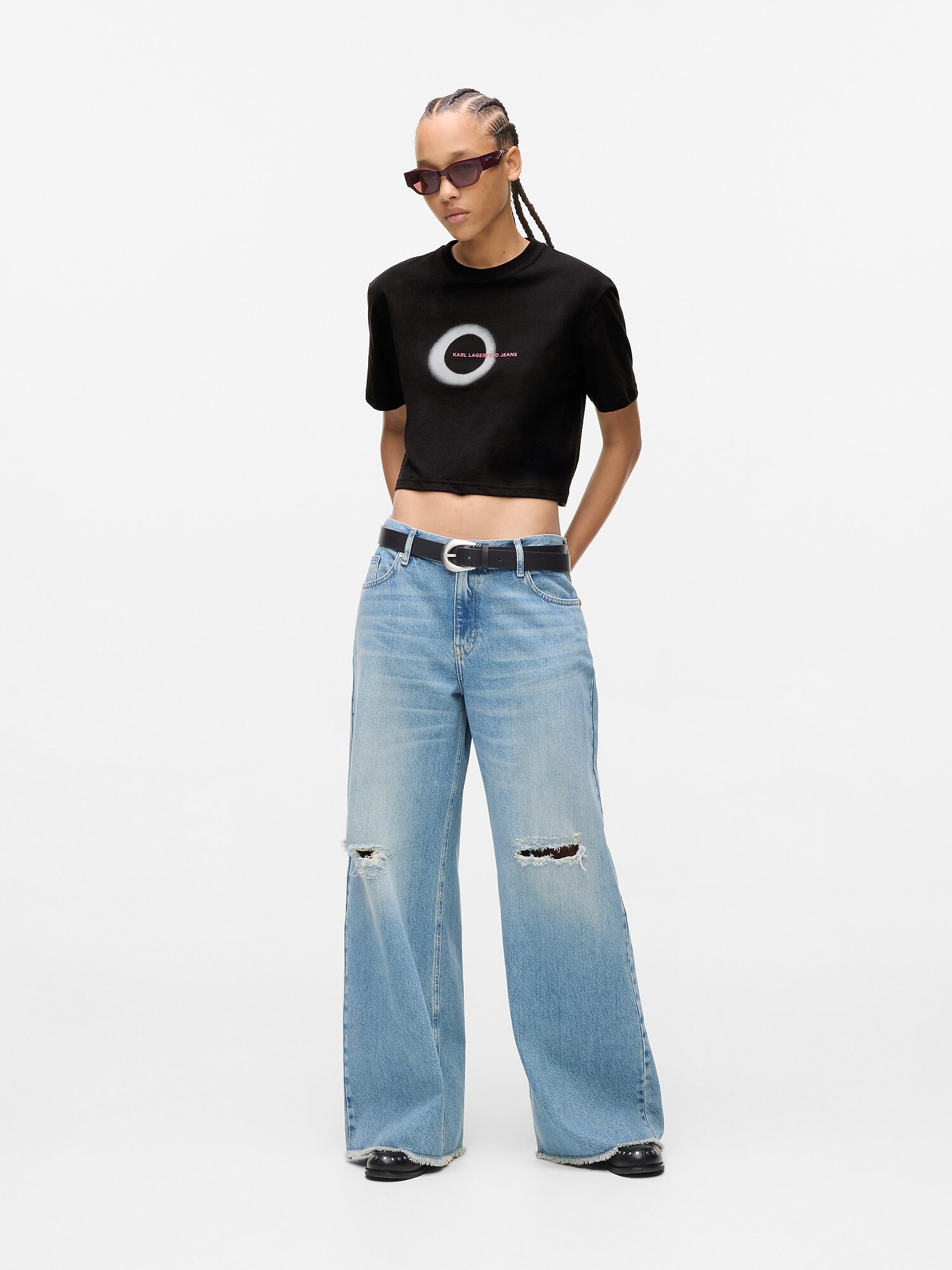 KARL LAGERFELD JEANS Tričko červená / čierna / biela (obrázok 5)