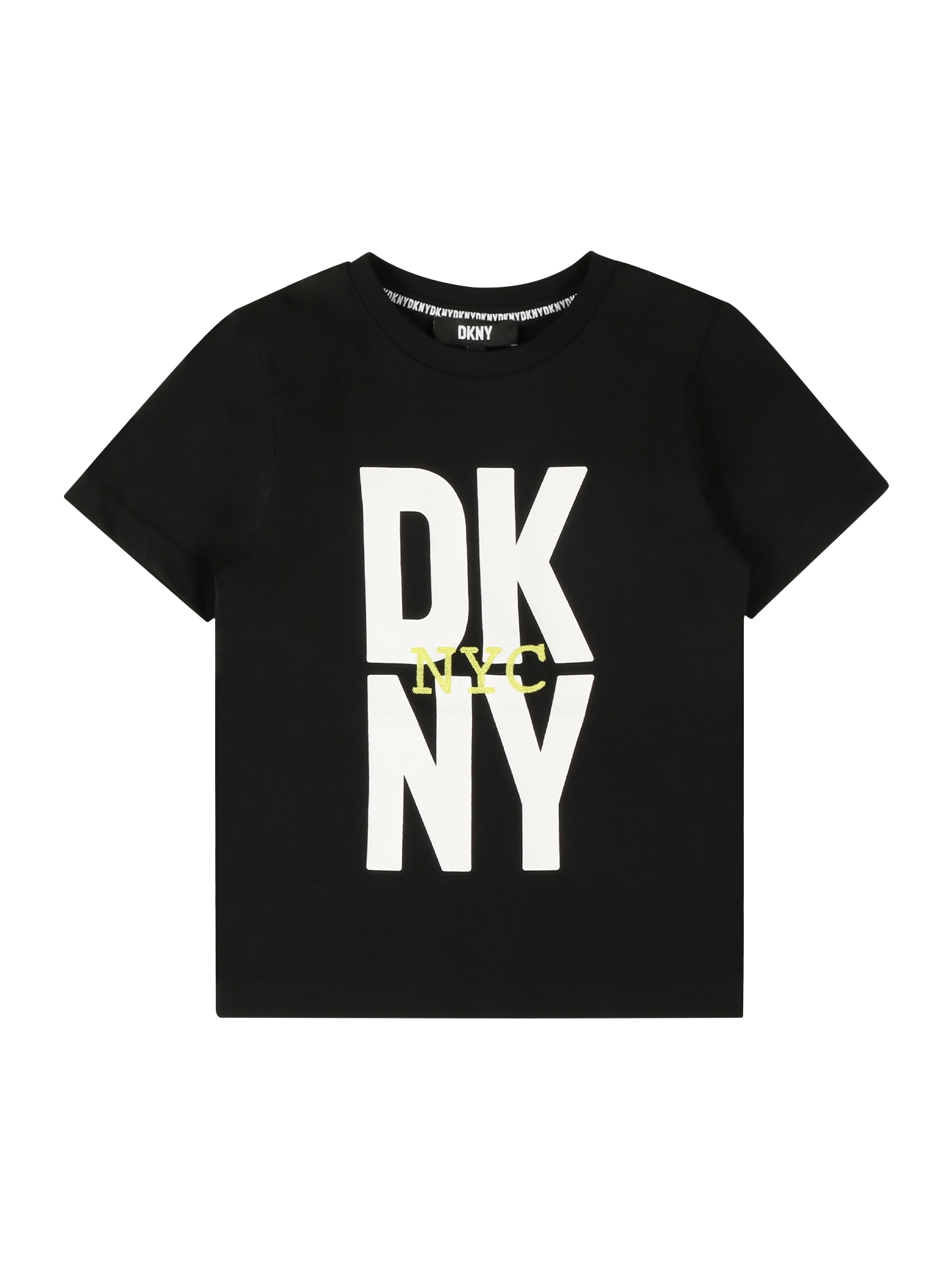 DKNY Тениска  жълто / черно / бяло