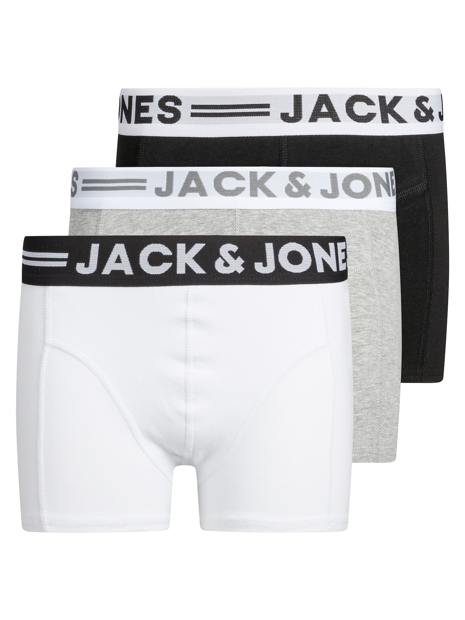 Jack & Jones Junior Gaće  siva melange / crna / bijela