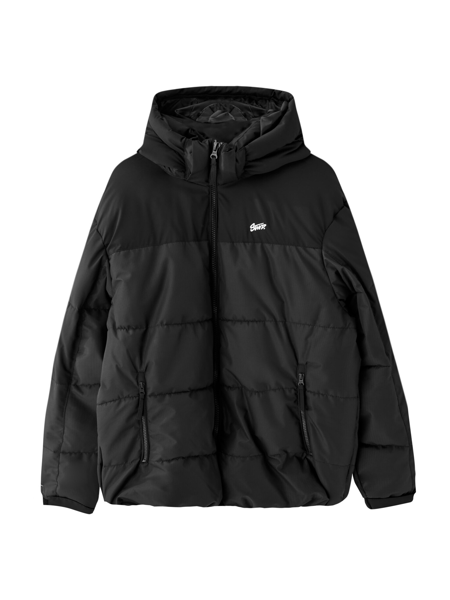 Pull&Bear Geacă de iarnă  negru / alb