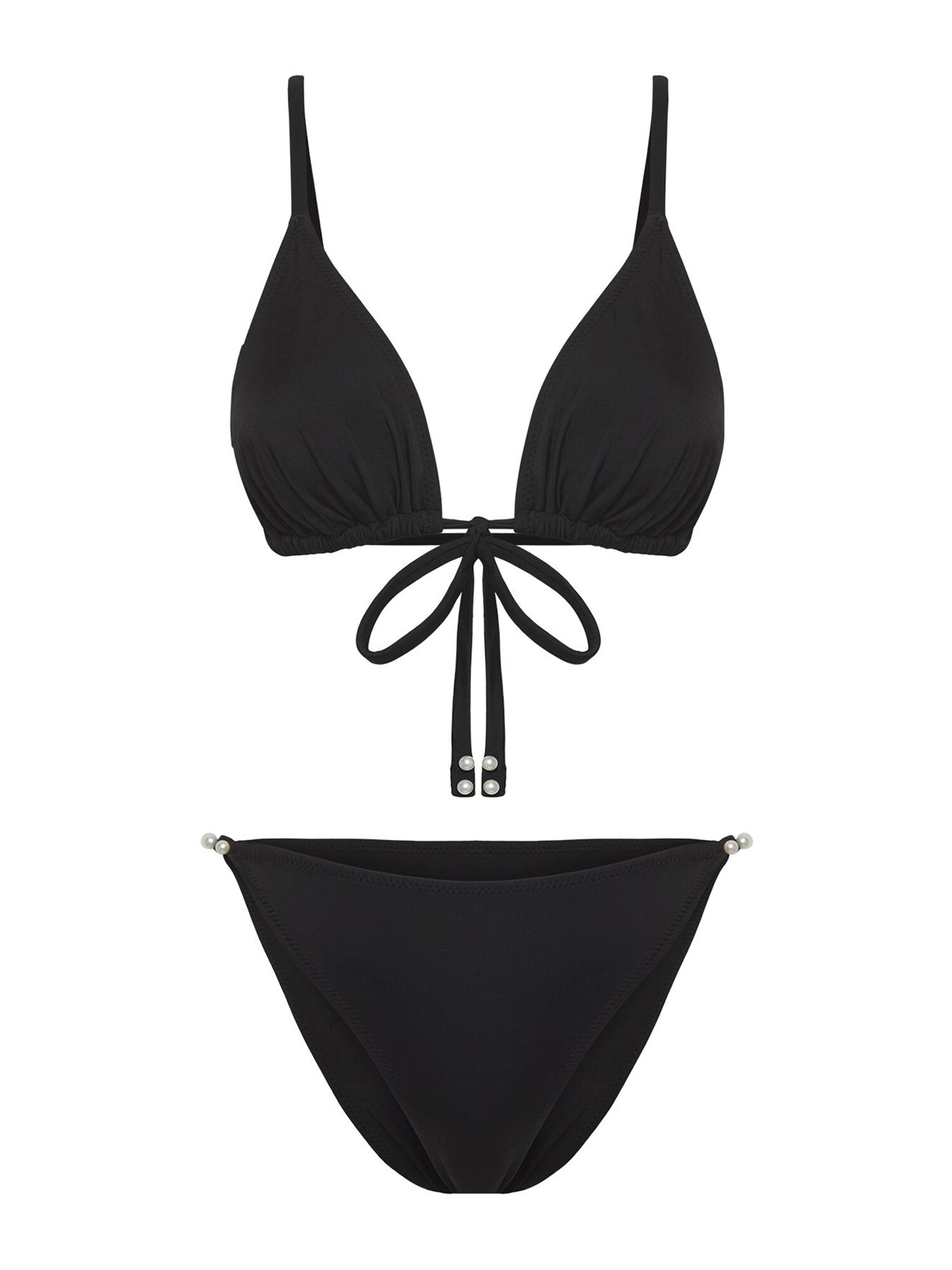 Trendyol Costum de baie două piese  negru / alb perlat