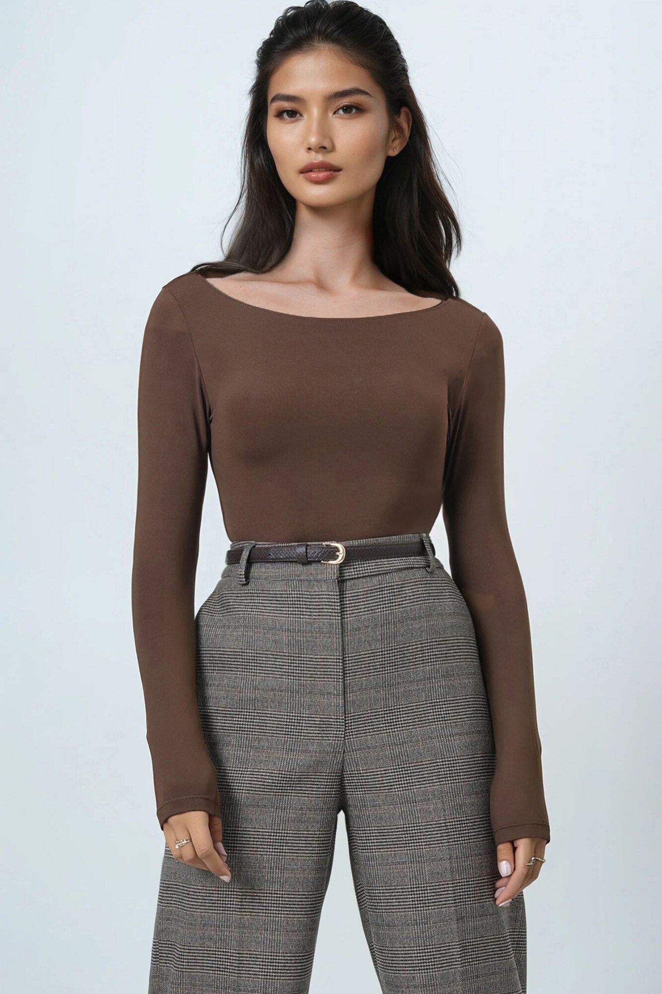 Trend Alaçatı Stili Tricou ciocolatiu