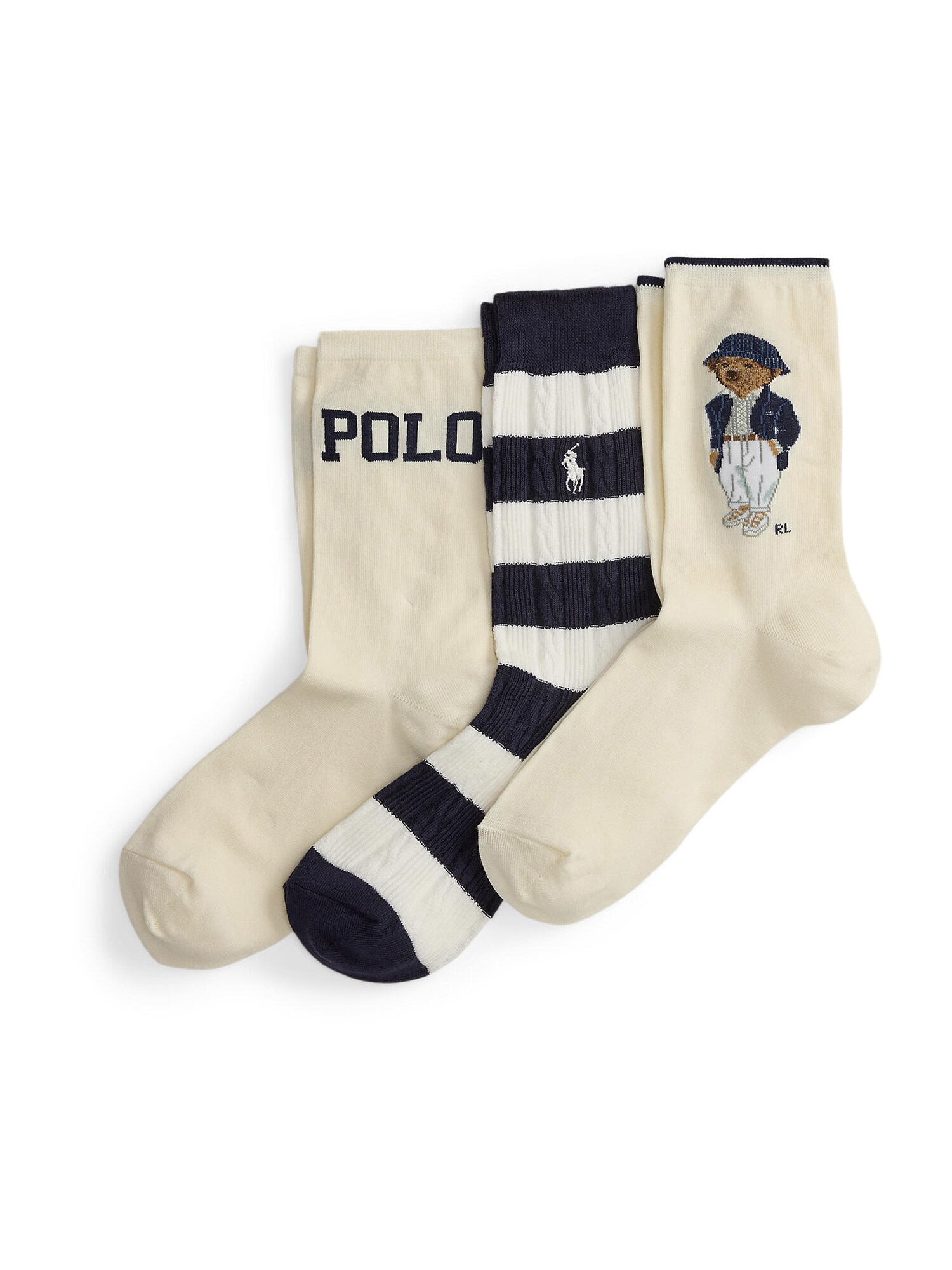 Polo Ralph Lauren Șosete fildeş / bleumarin / maro deschis / negru