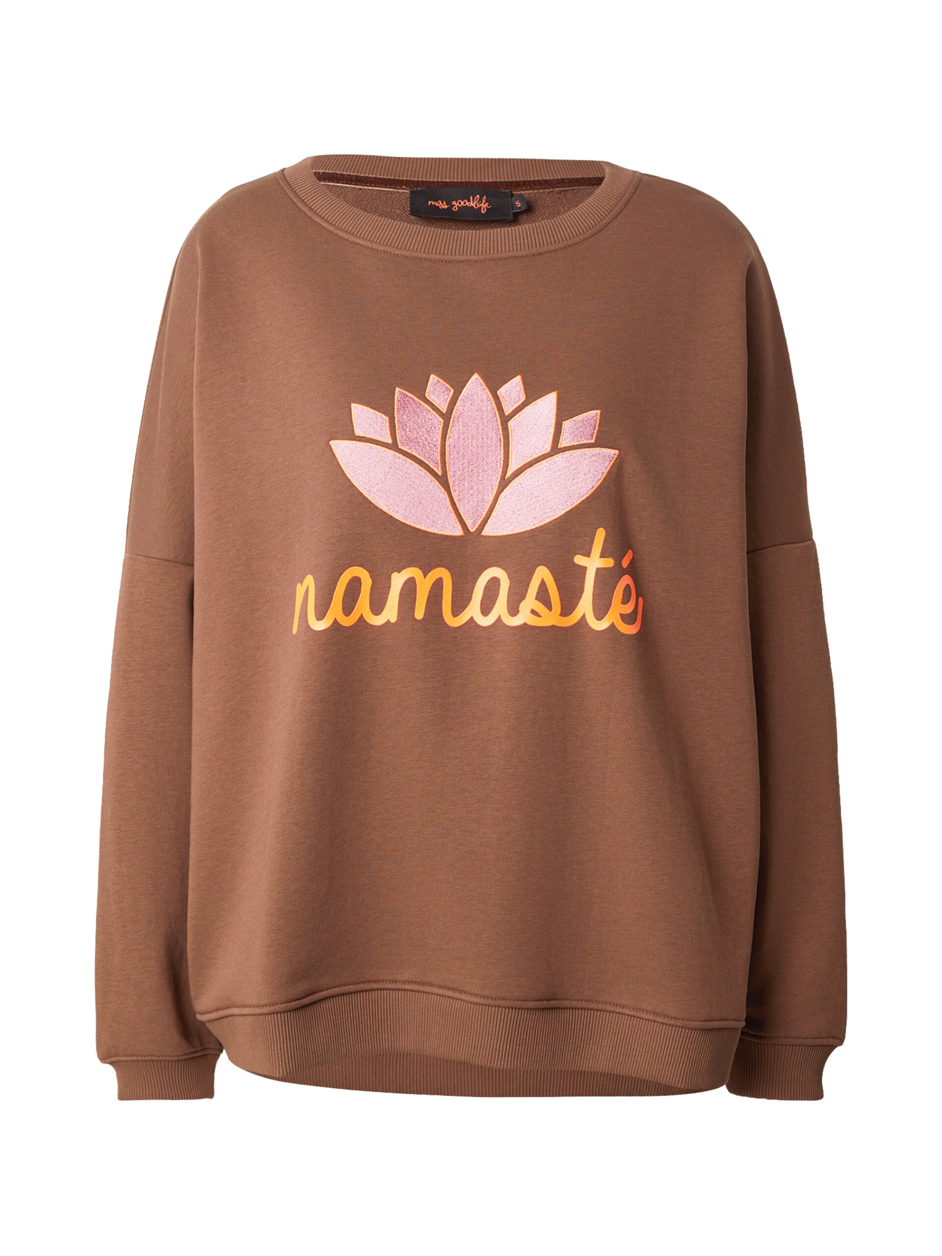 Miss goodlife Sweatshirt 'Namasté' brun / orange dam