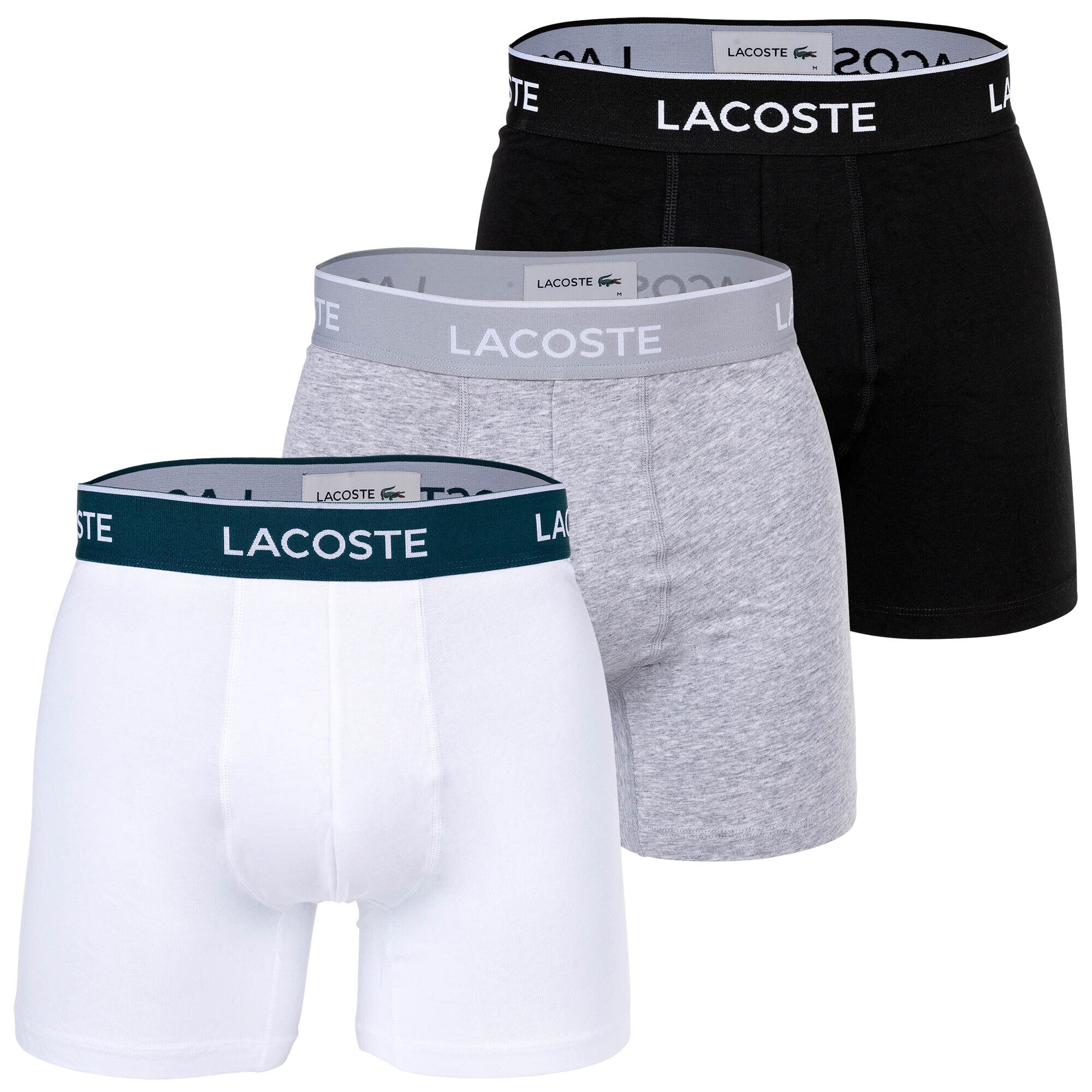 LACOSTE Boxerky  sivá melírovaná / petrolejová / čierna / šedobiela