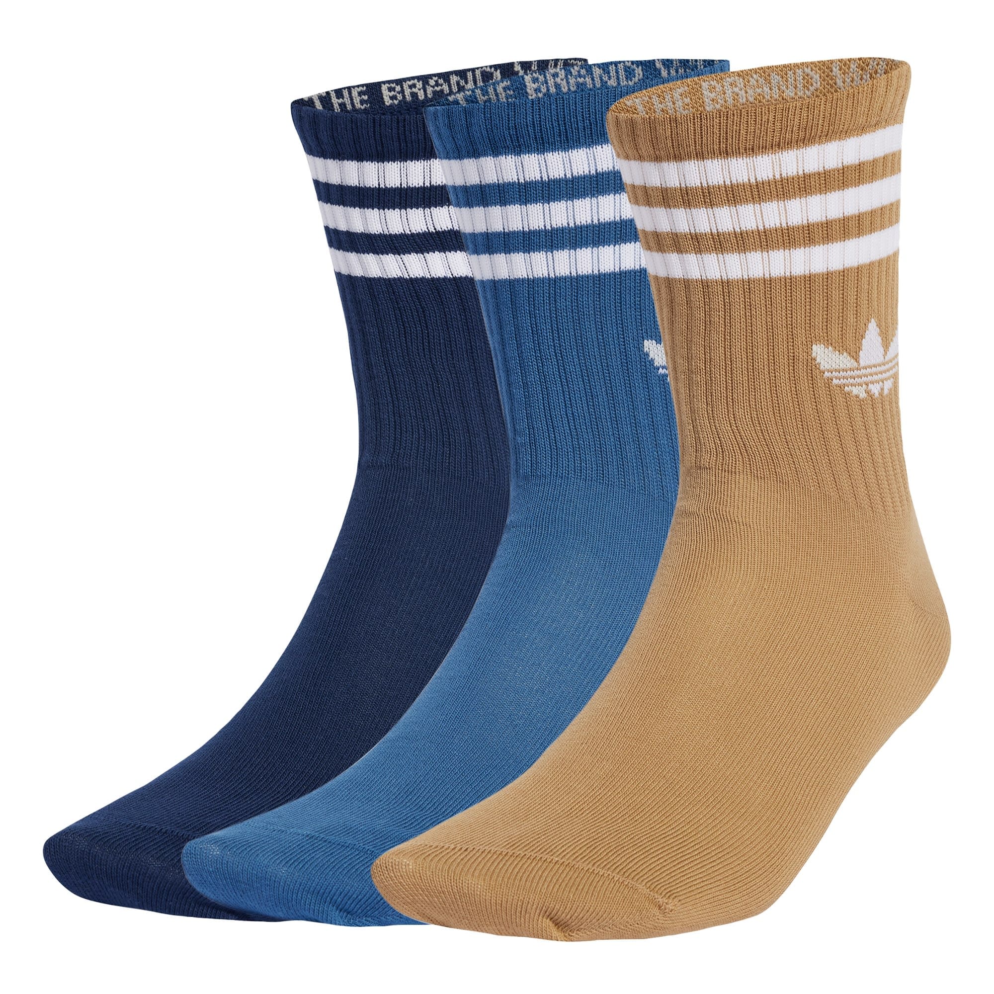 ADIDAS ORIGINALS Șosete 3-Stripes Crew 3 Pairs nisipiu / albastru marin / albastru deschis / alb