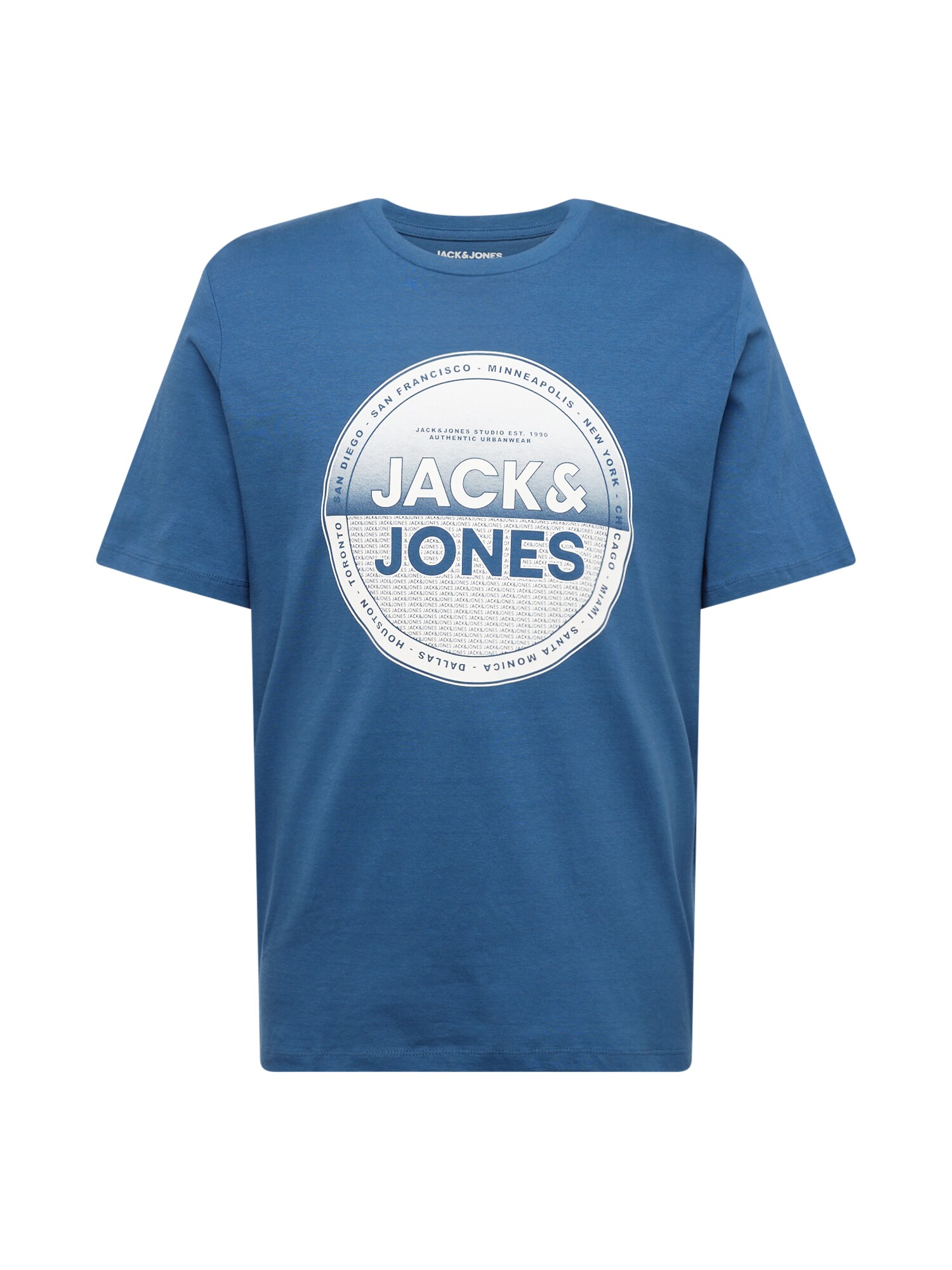 JACK & JONES Tričko 'JJLoyd'  námornícka modrá / svetlosivá / biela