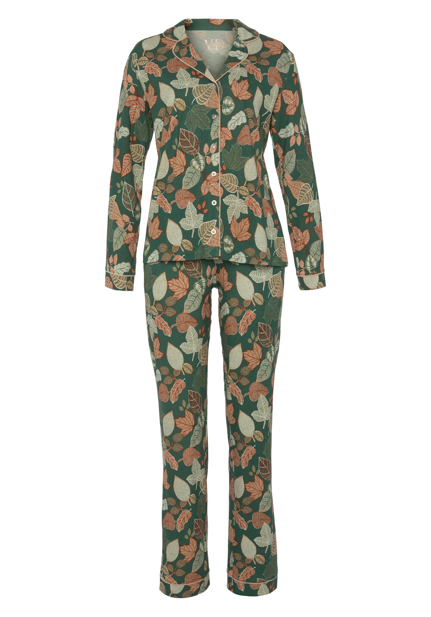 VIVANCE Pijama  crem / maro / verde / portocaliu