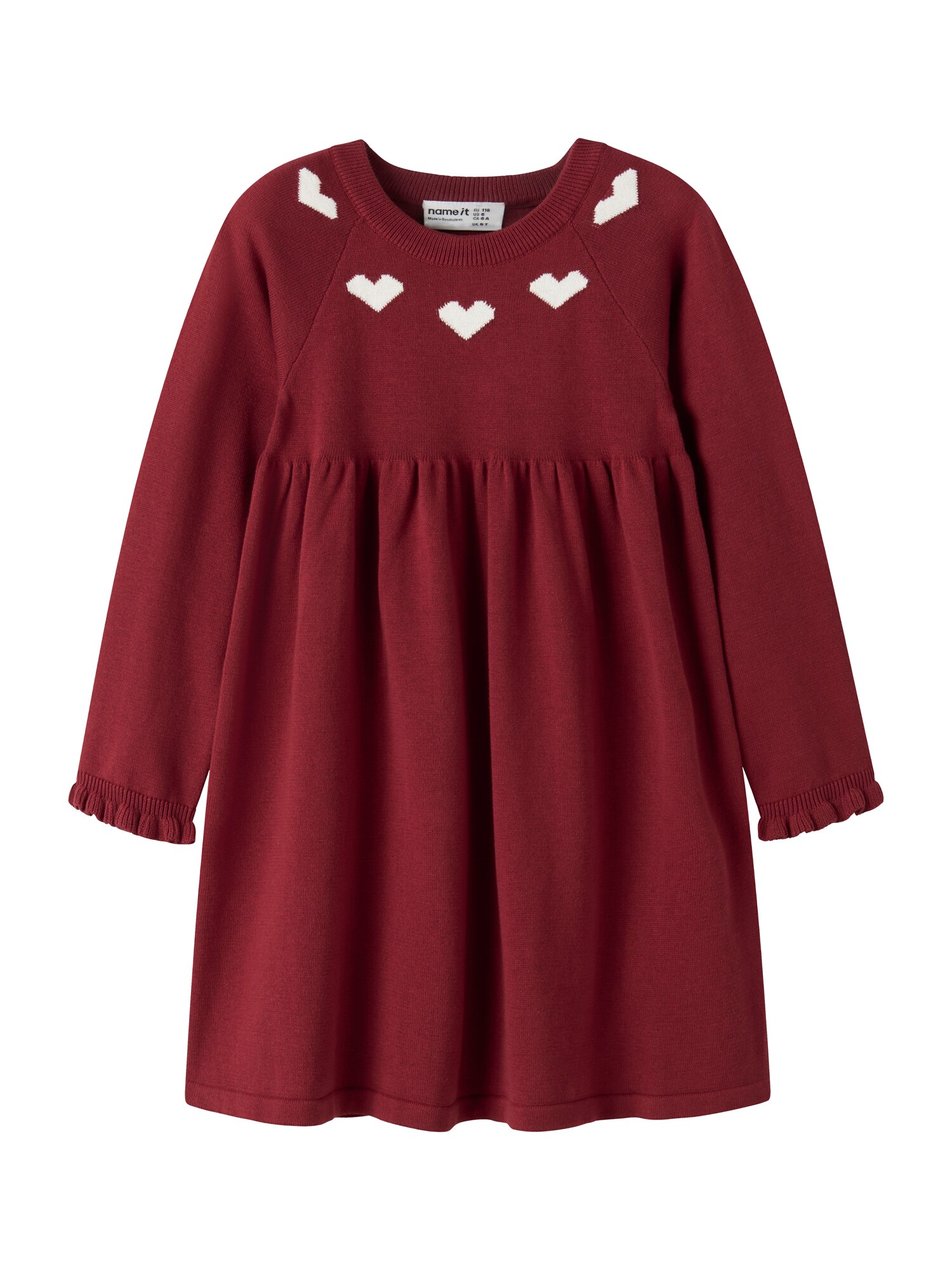 NAME IT Rochie NMFRisse roşu închis / alb