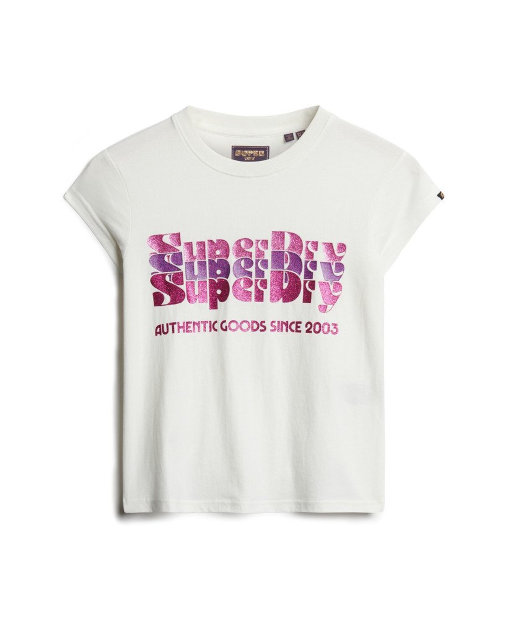 Superdry Tricou  ecru / auriu / mov orhidee / negru