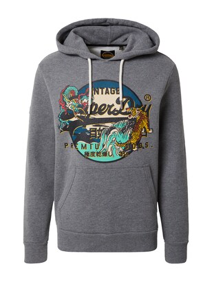 Superdry Sweatshirt Blauw / Grijs gemêleerd / Oranje / Zwart