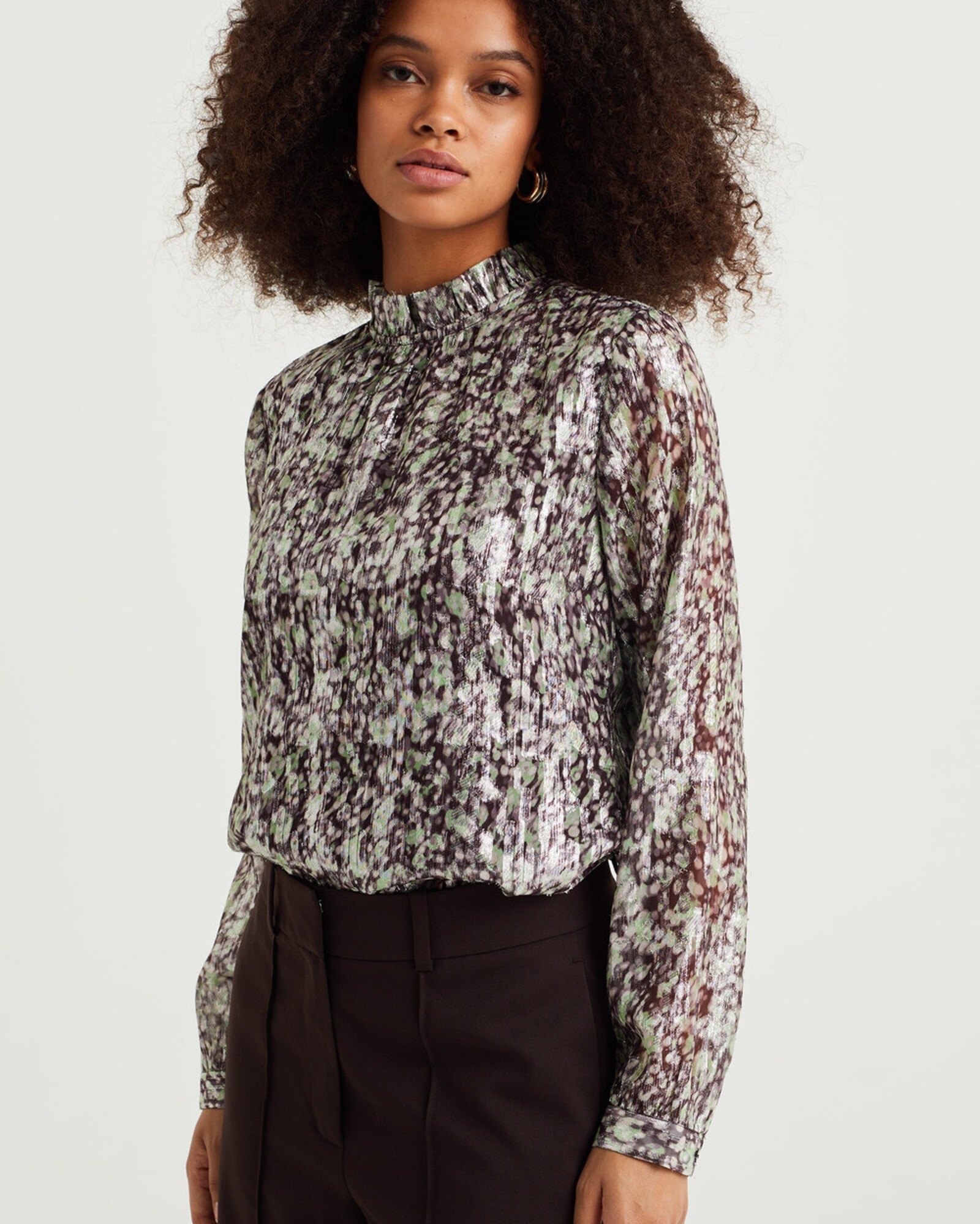 WE Fashion Blúz  barna / zöld / fehér termék 2. képe