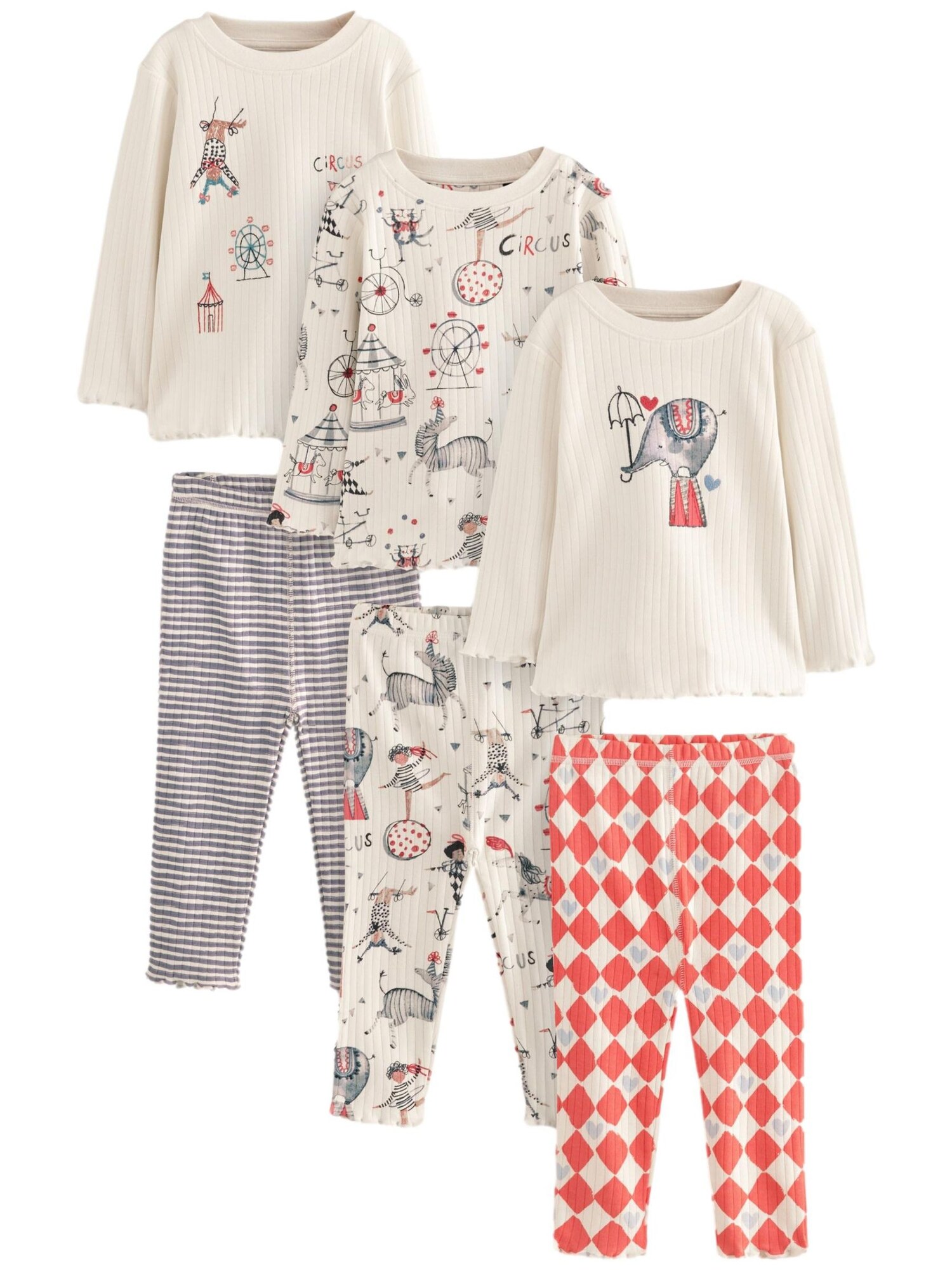Next Pijamale  ecru / gri / sângeriu
