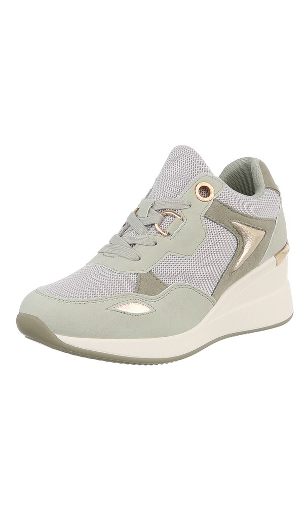Ital-Design Sneaker Damen Größe 39 rosegold / hellgrün / weiß