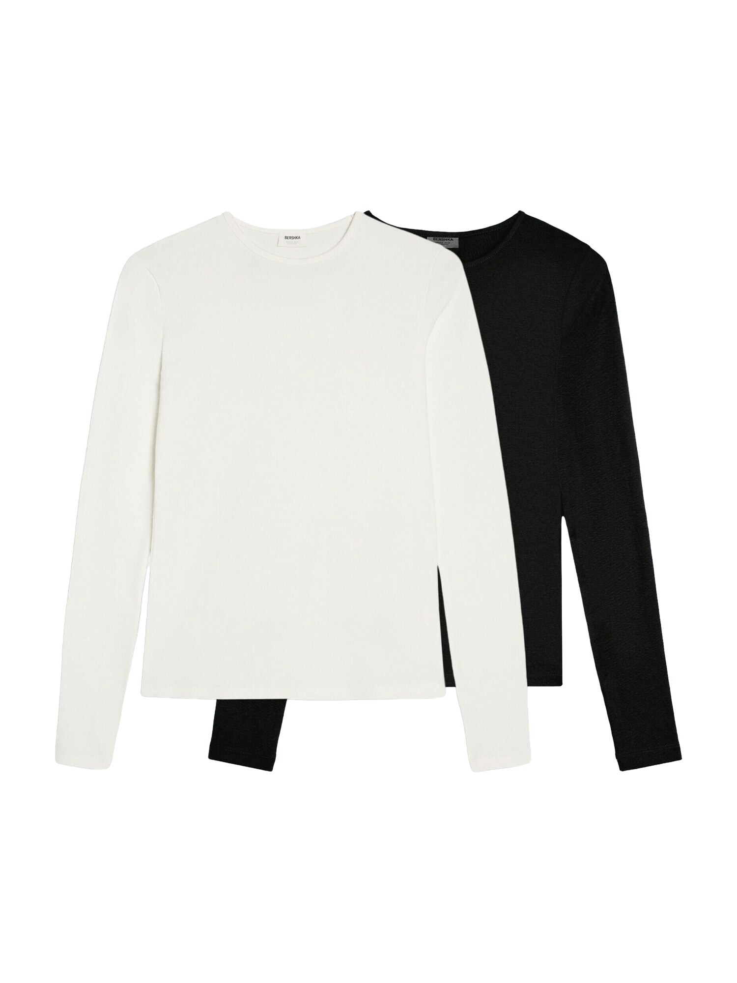 Bershka Tricou negru / alb