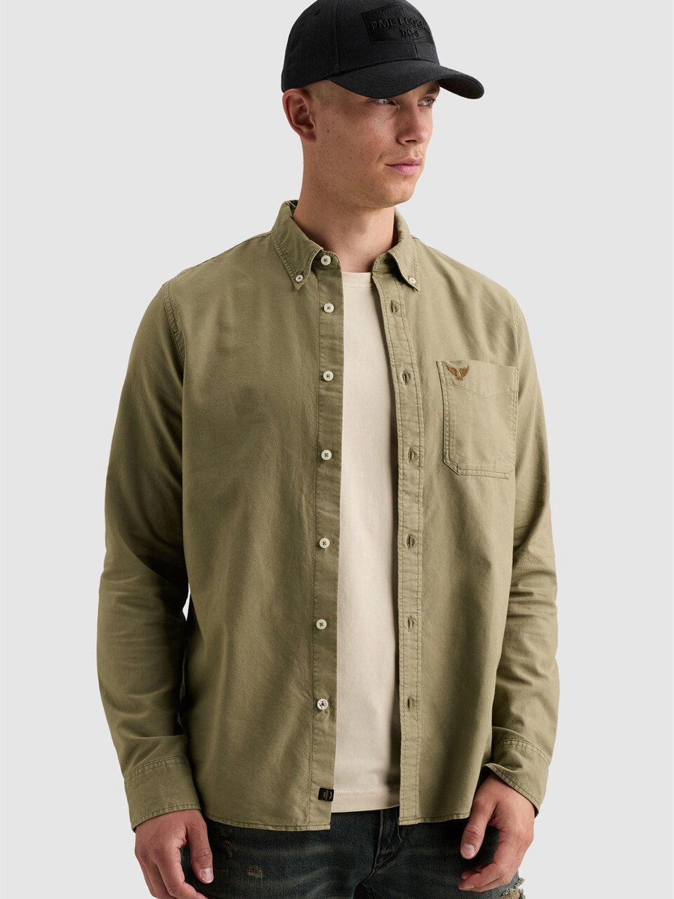 Skjorta 'Oxford shirt with garment-dye wash and button-down collar'