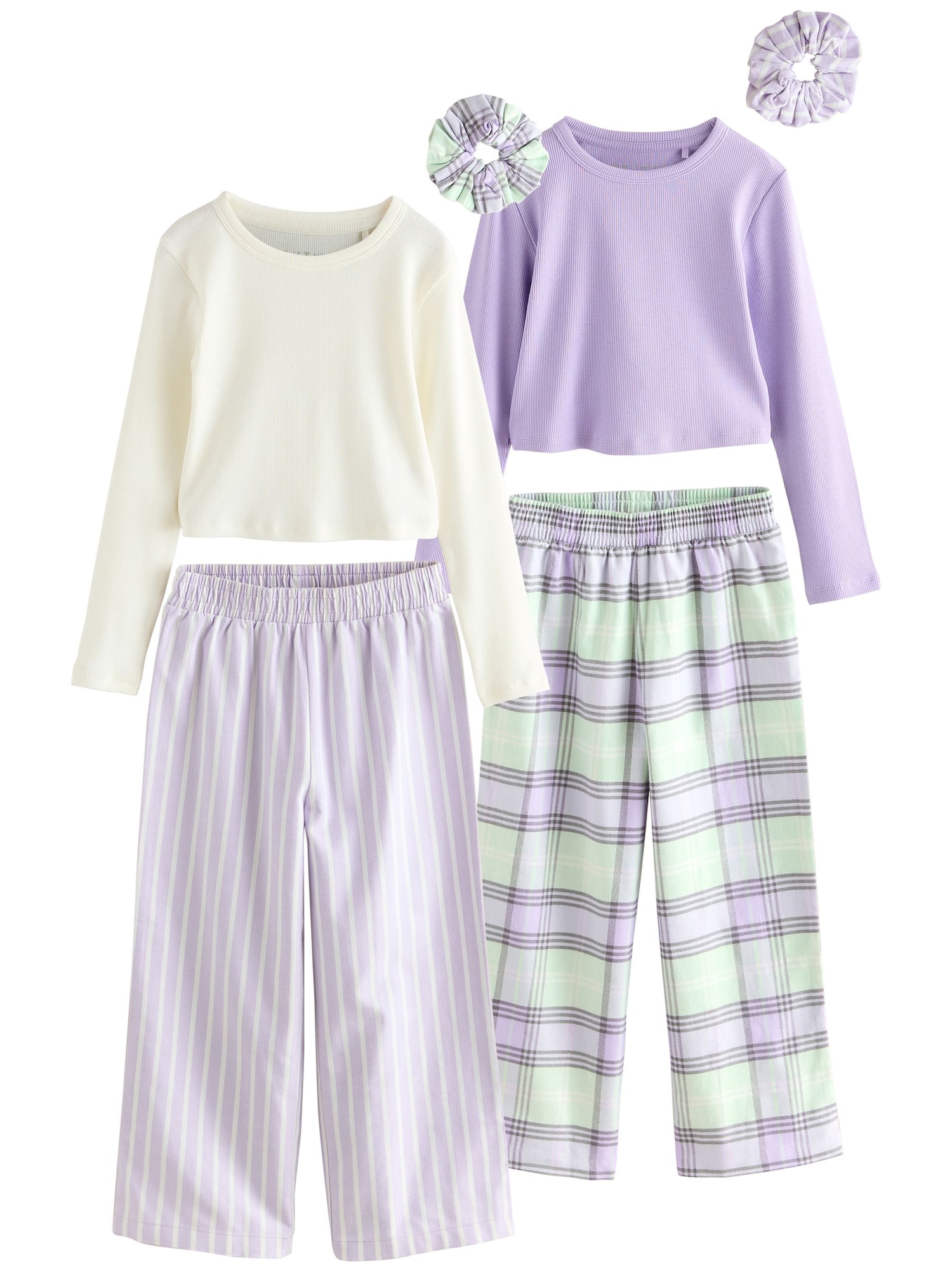 Next Pijamale  galben pastel / gri / verde pastel / mov lavandă