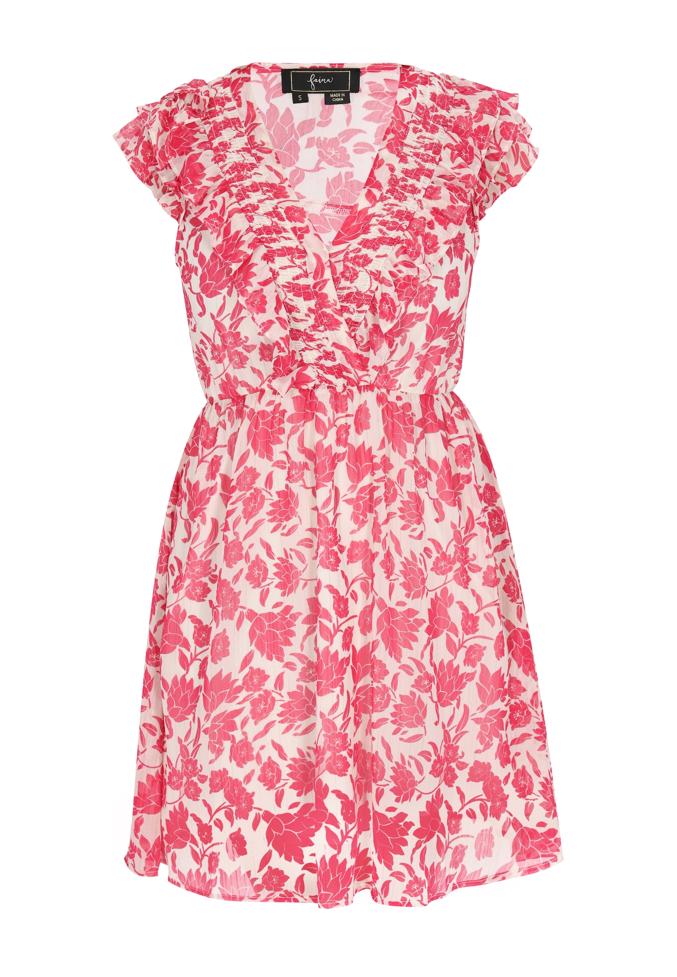 faina Rochie de vară Fashion Look  roz zmeură / alb