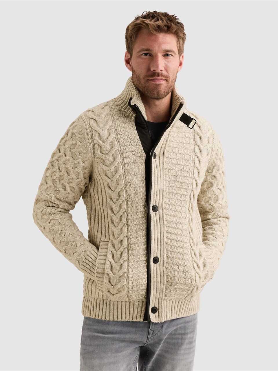 Kofta 'Woolblend cardigan with cable pattern'
