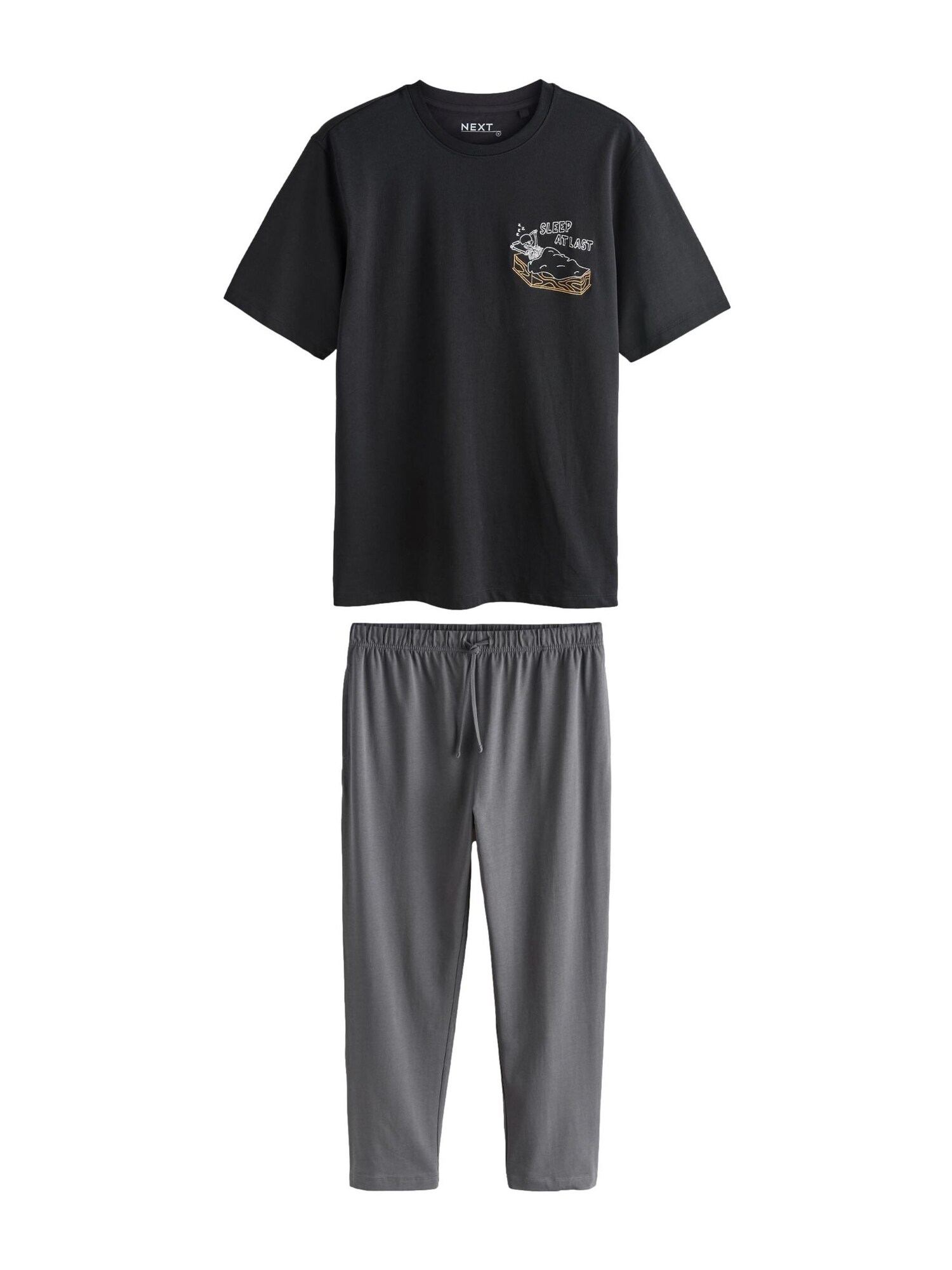 Next Pijama lungă Halloween galben / gri / negru / alb
