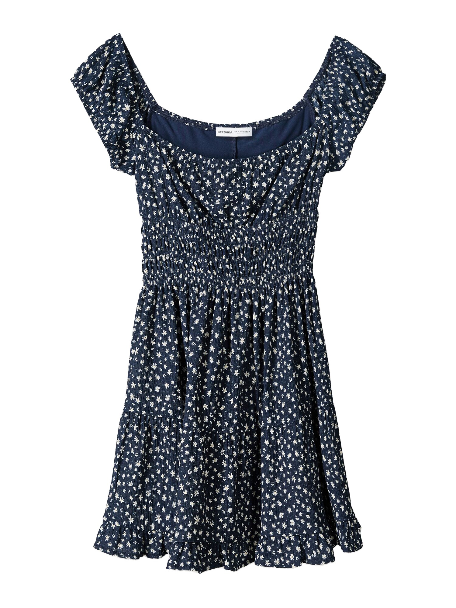 Bershka Rochie de vară  bleumarin / alb