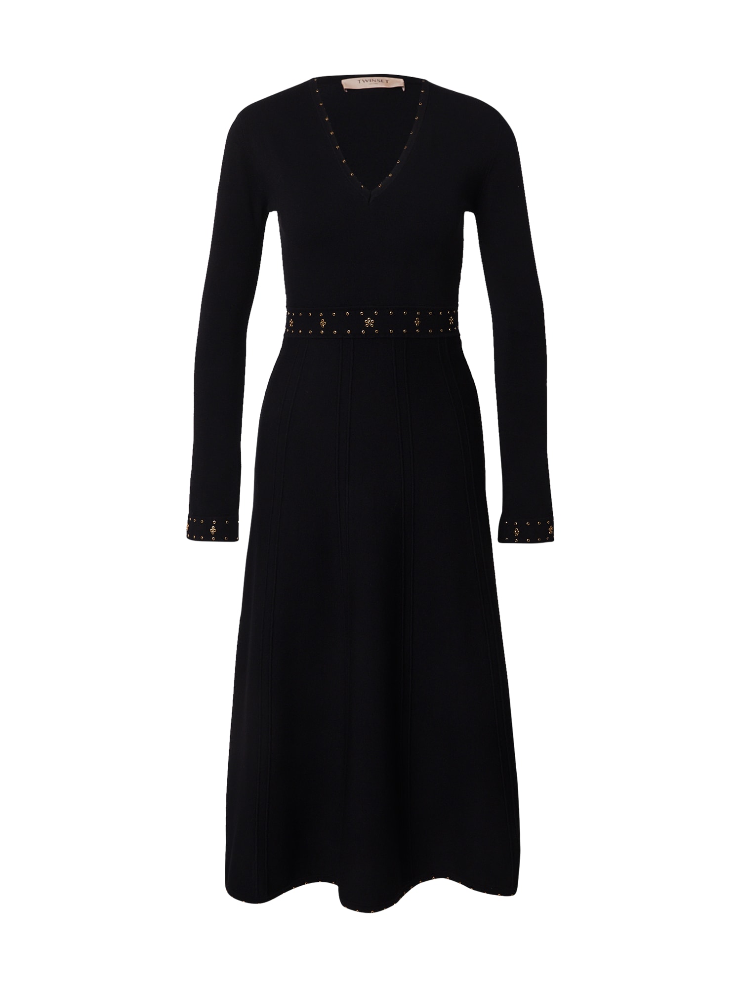 Twinset Rochie tricotat  auriu / negru