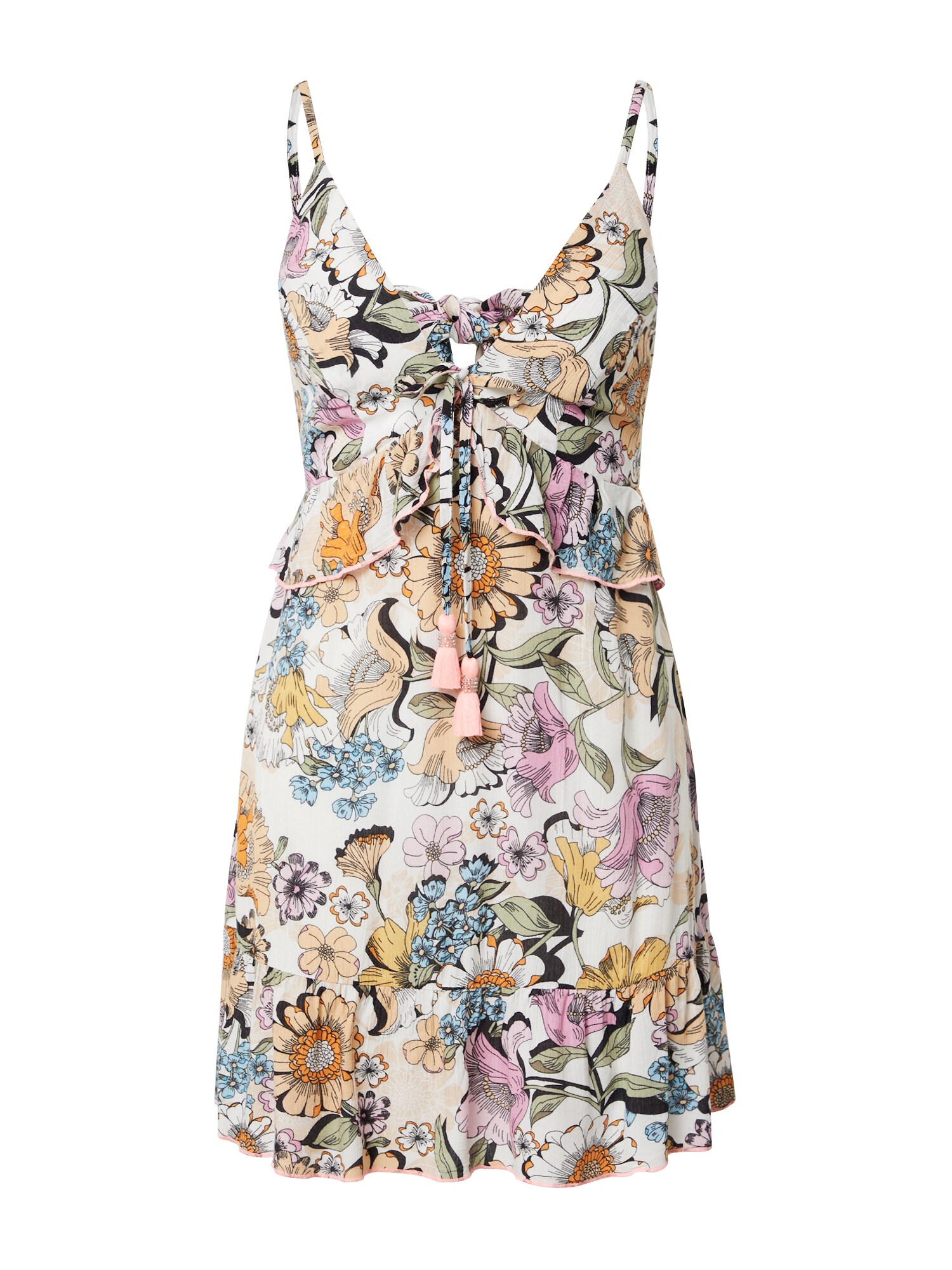 River Island Paplūdimio suknelė šviesiai mėlyna / oranžinė / rožių spalva / juoda / balta