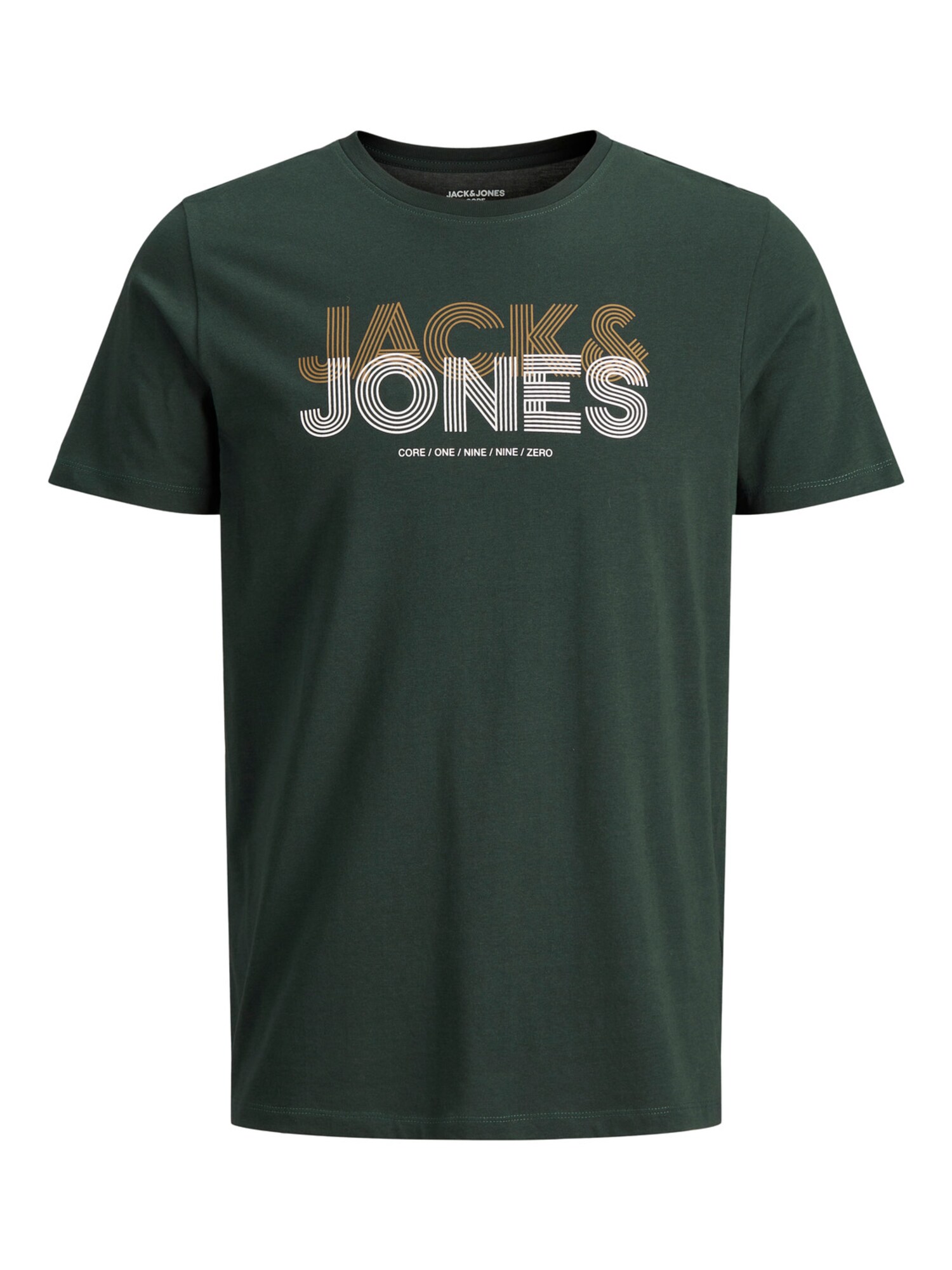JACK & JONES Marškinėliai  tamsiai žalia / balta / bronzinė