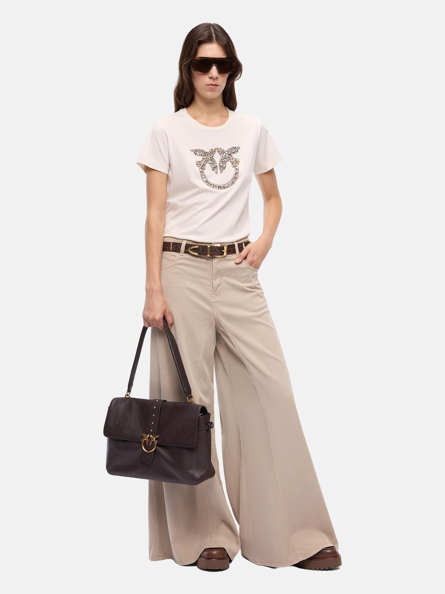 PINKO Camiseta 'PINKO QUENTIN T-SHIRT JERSEY T-SHIRT'  beige – imagen 4