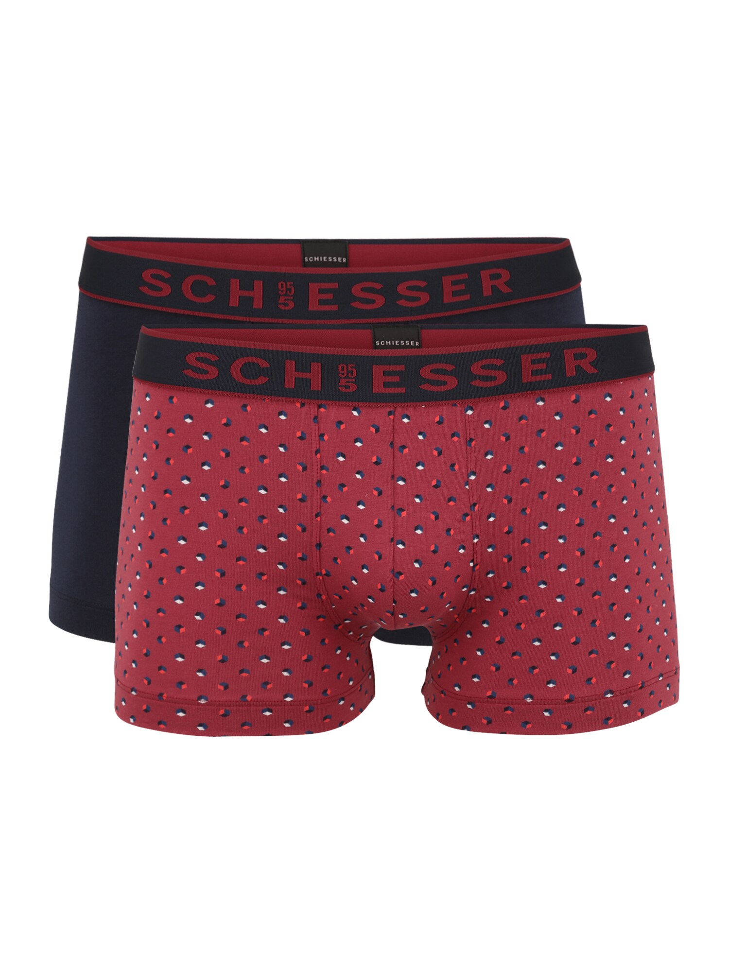 SCHIESSER Boxer trumpikės  juoda / raudona / balta