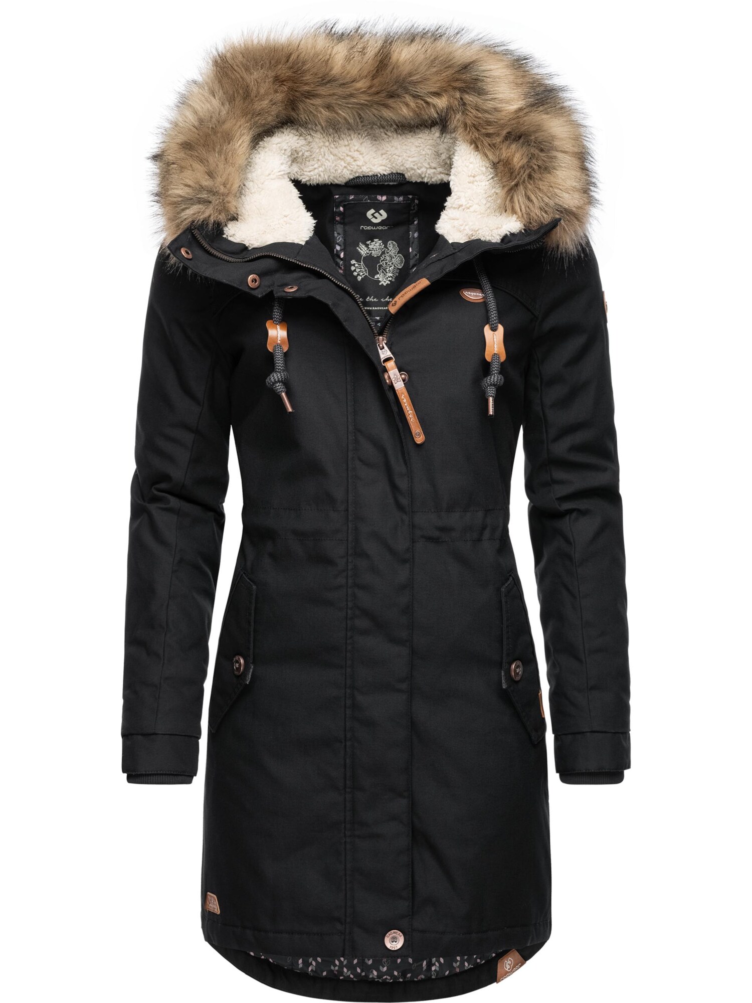 Ragwear Parka de inverno 'Tawny'  castanho / preto / branco