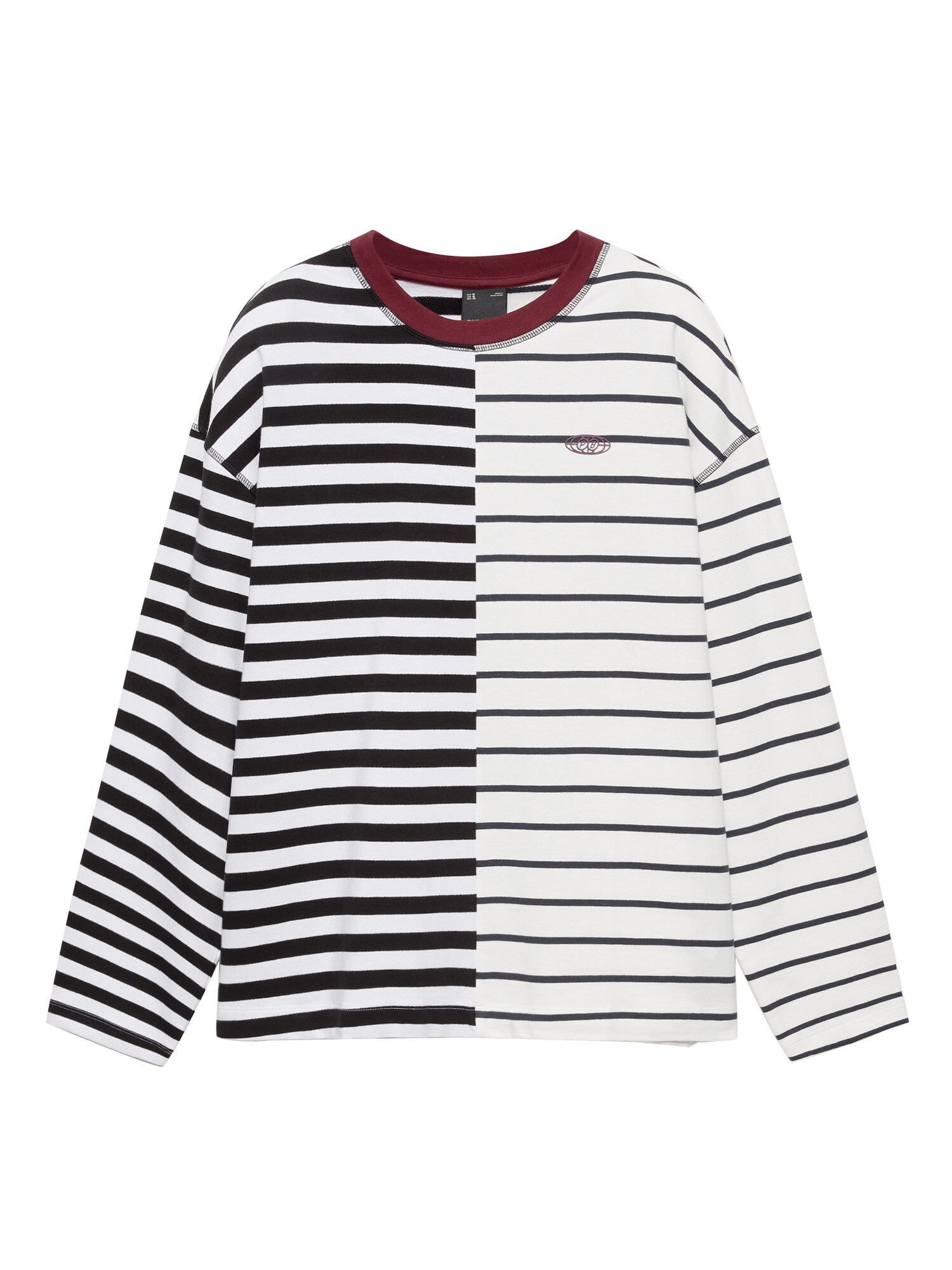 Pull&Bear Majica boja vina / crna / bijela