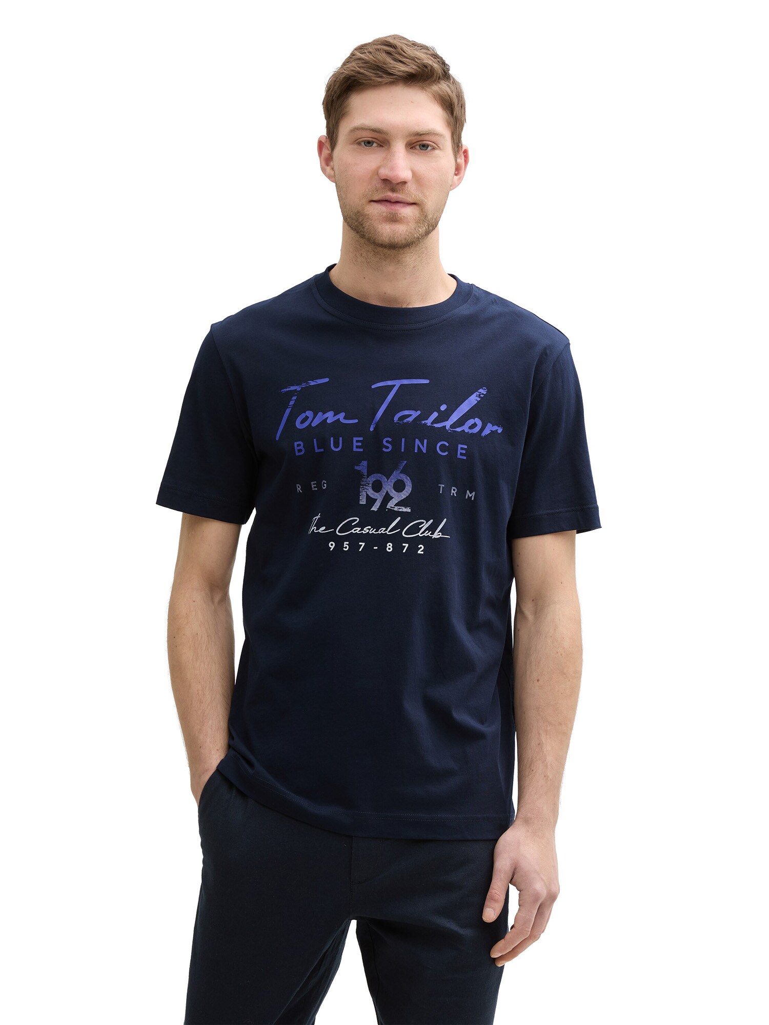 TOM TAILOR Póló  tengerészkék / sötétkék / fehér termék 2. képe