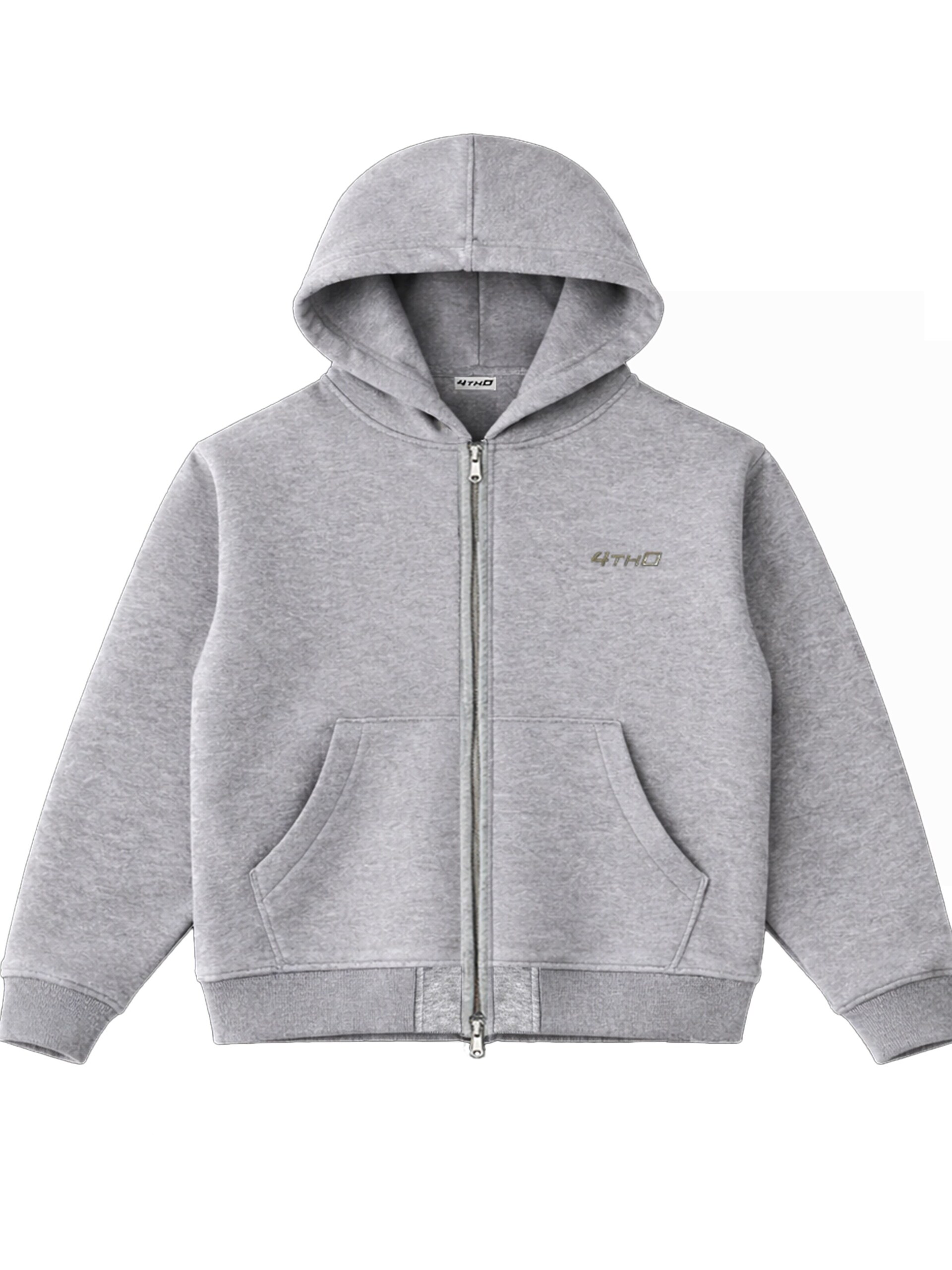 4thD Sweatjacka 'Zip Hoodie Grey Melange' herr