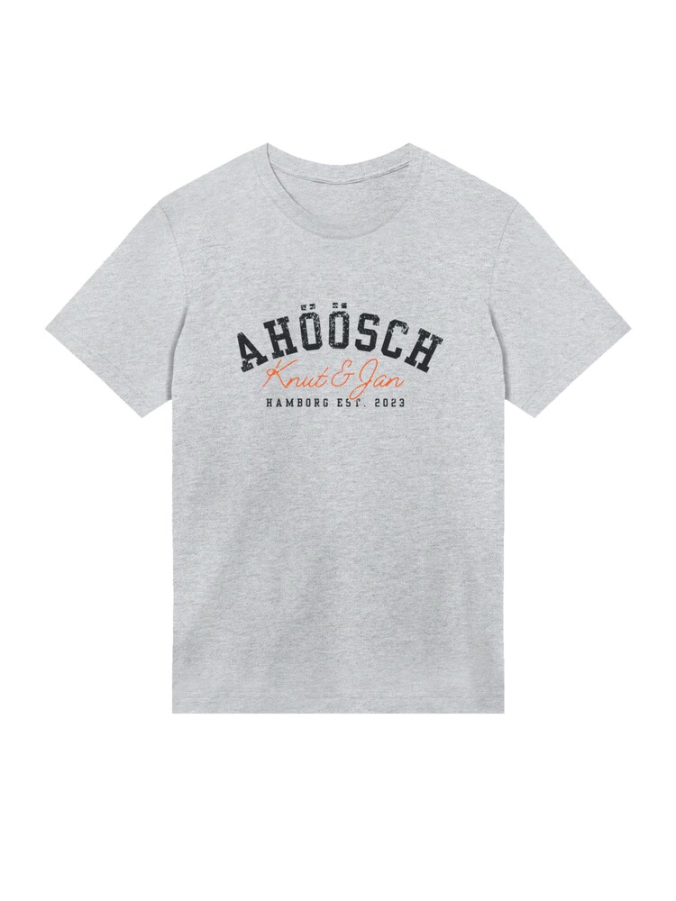 F4NT4STIC T-Shirt 'Knut & Jan Hamburg Ahöösch Plattdeutsch' Herren Größe XL grau / dunkelorange / schwarz