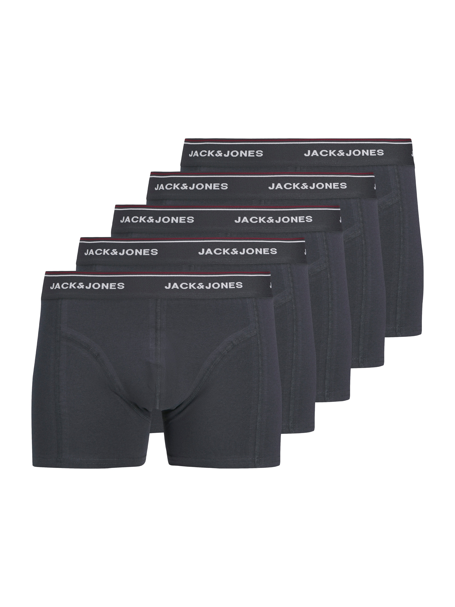 JACK & JONES Boxeri AVERY  gri metalic / roșu vin / alb