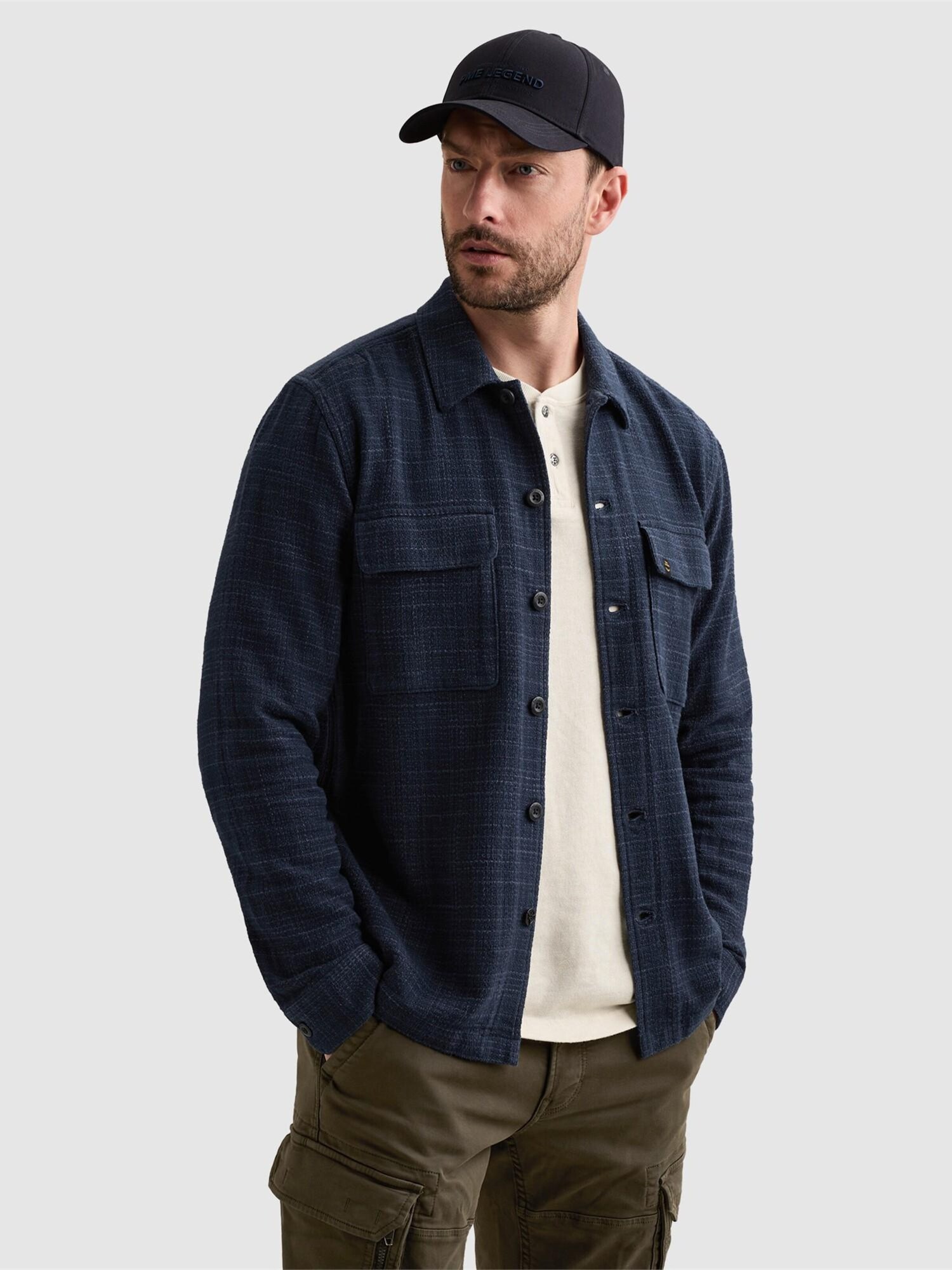 Skjorta 'Overshirt in two-tone cotton slub'