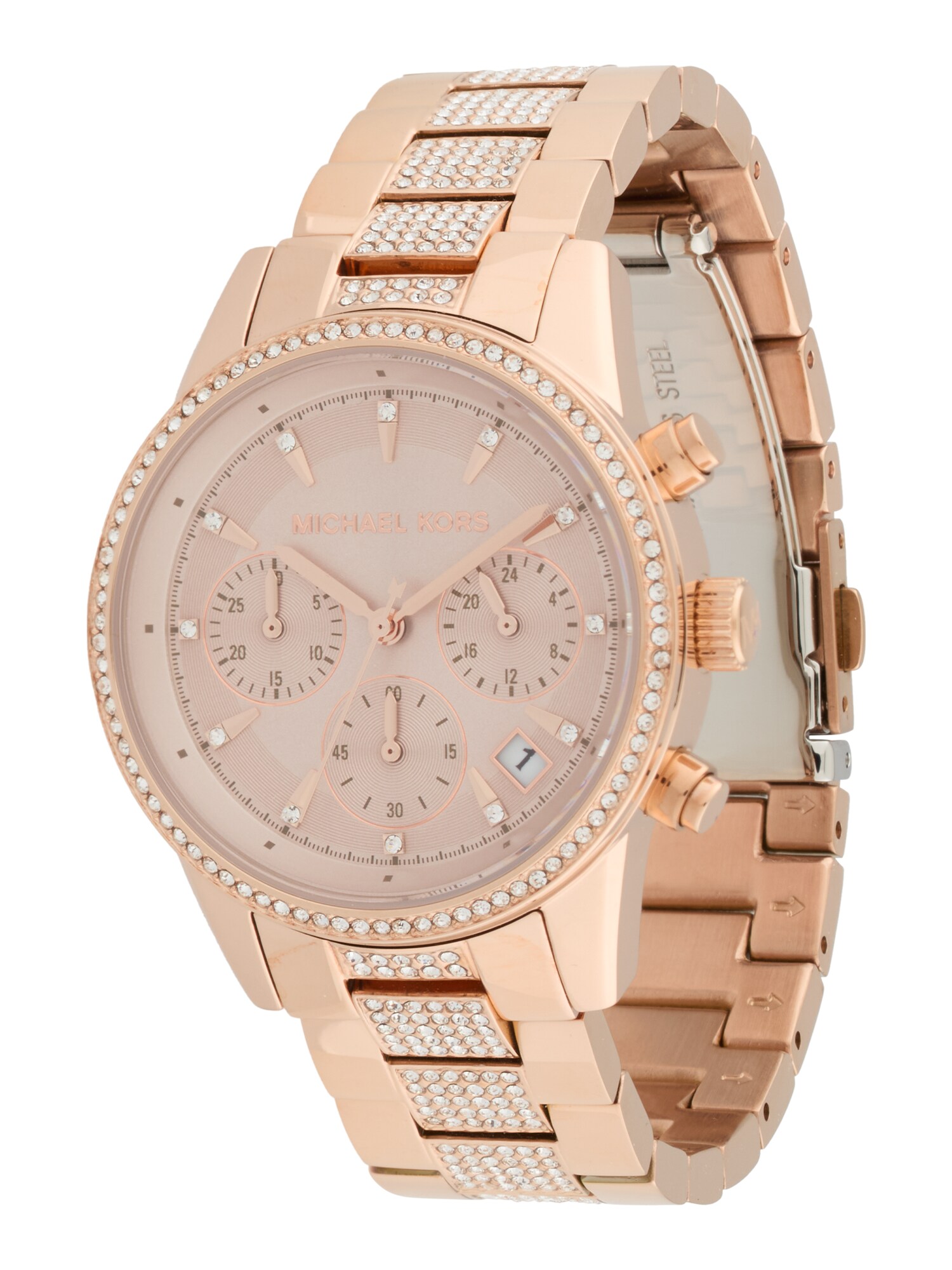 MICHAEL Michael Kors Analógové hodinky 'RITZ' ružové zlato / priehľadná