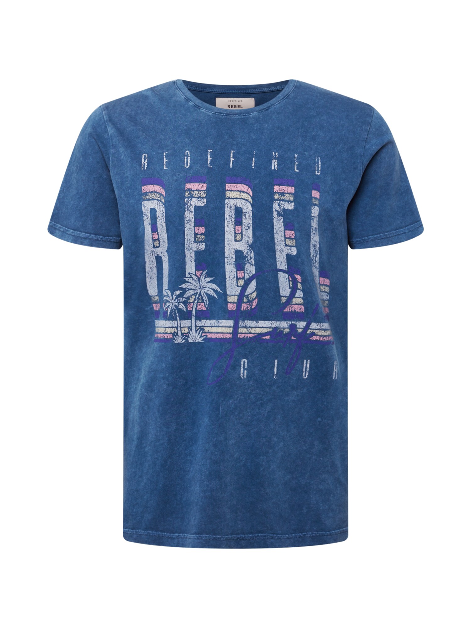 Redefined Rebel Marškinėliai 'Ace' tamsiai mėlyna / violetinė-mėlyna / pastelinė rožinė / pastelinė geltona / azuro spalva