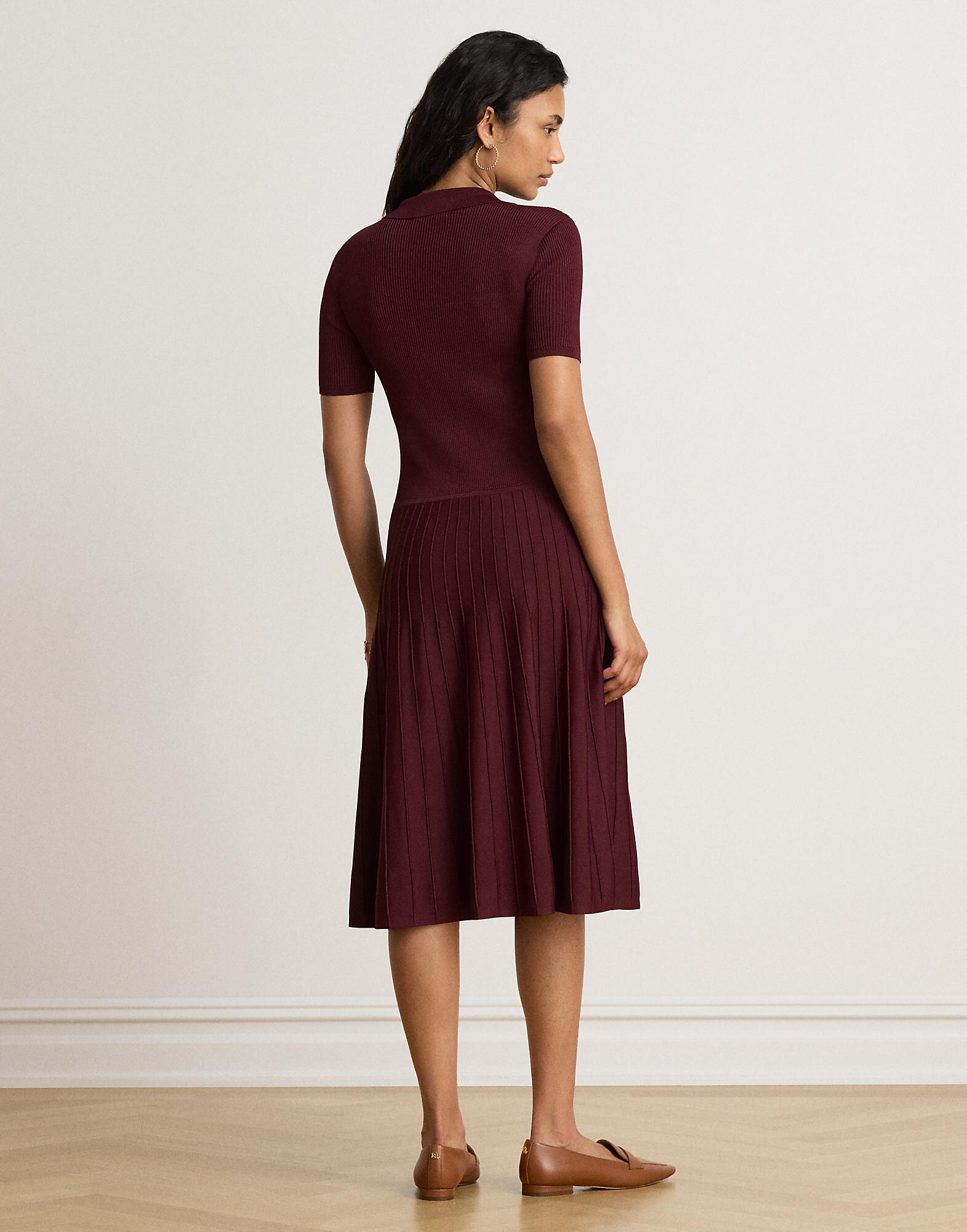 Lauren Ralph Lauren Vestido de punto rojo oscuro – imagen 3