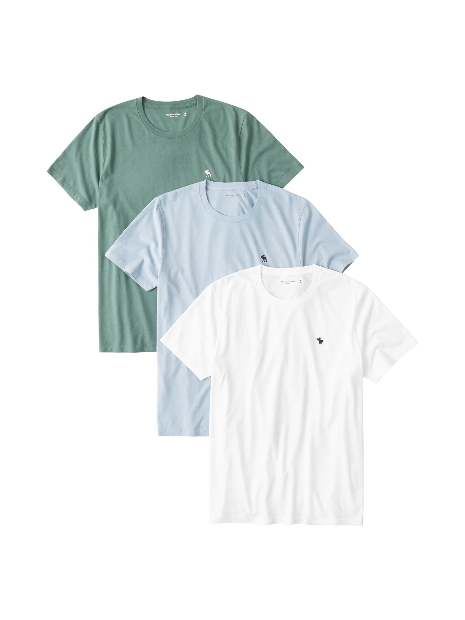 Abercrombie & Fitch Marškinėliai  žalia / balta / mėlyna