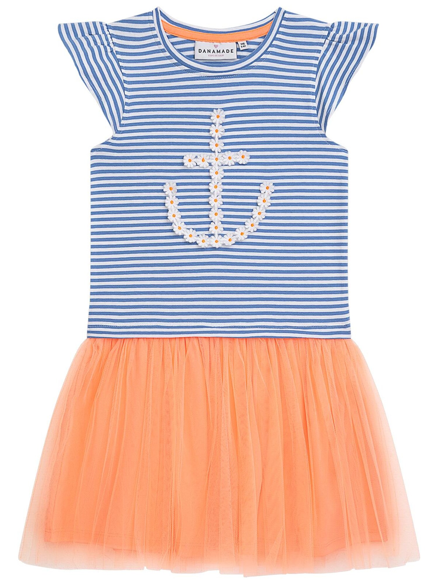 Danamade Rochie DANAMADE albastru / portocaliu neon / alb