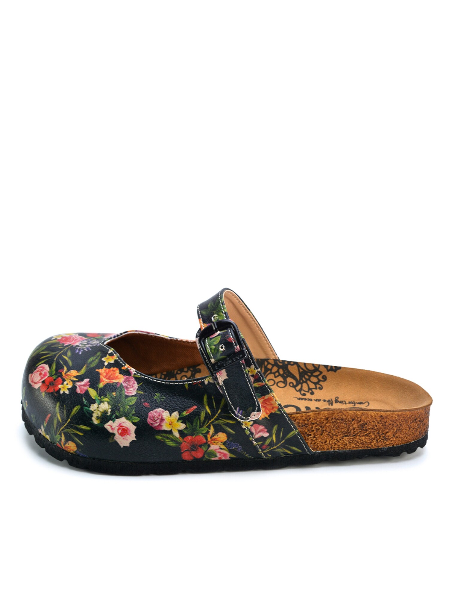 Goby Clogs 'Women Shoes Goby-Calceo Mules With Flowers CAL2201' Zwart