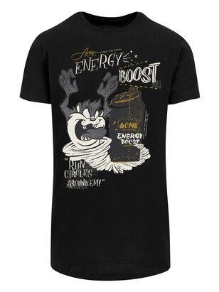 F4NT4STIC Shirt ‘Looney Tunes Taz Energy Boost’ Mosterd / Grafiet / Zwart / Wit