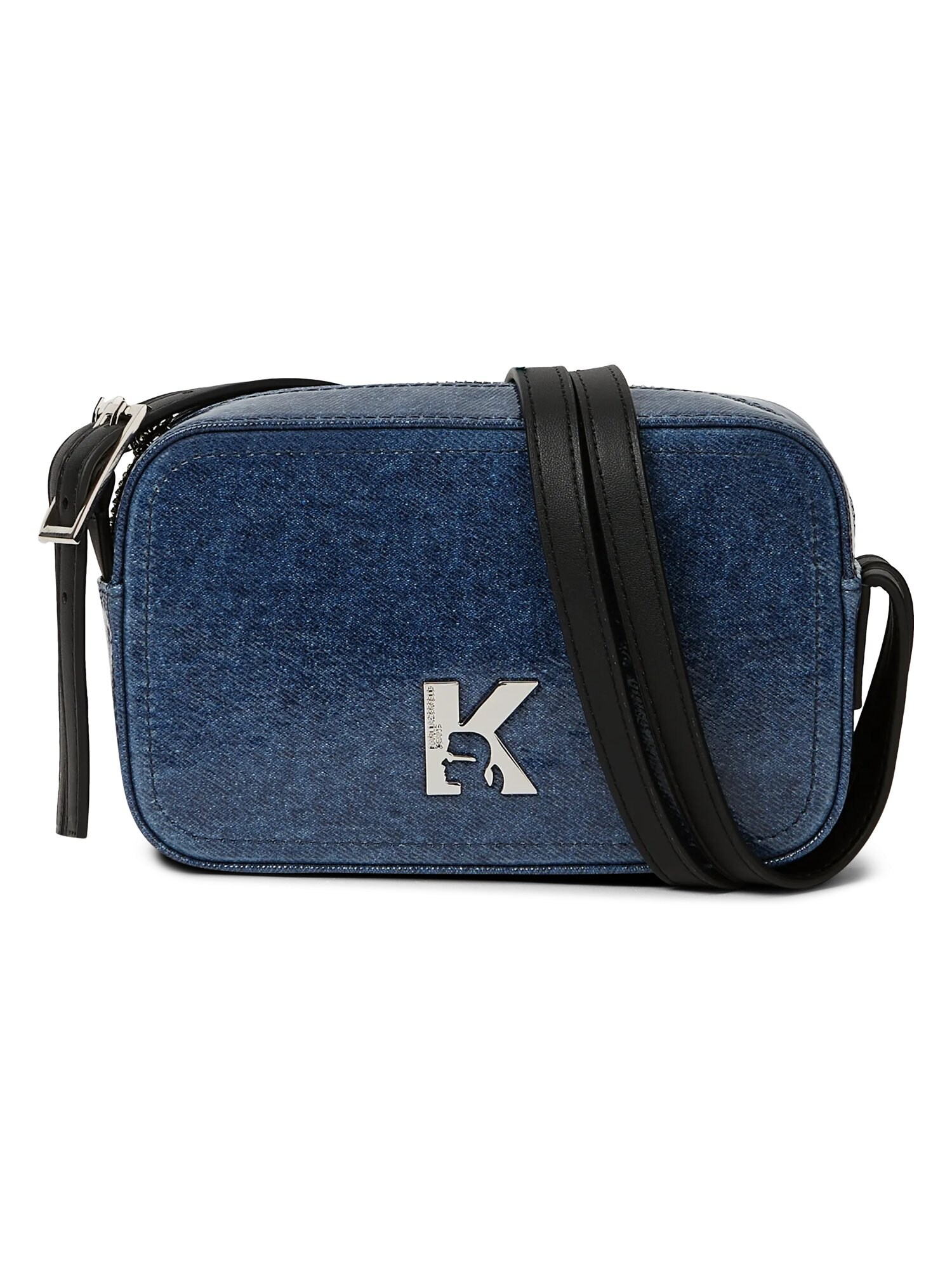 KARL LAGERFELD JEANS Geantă de umăr albastru denim / negru / argintiu