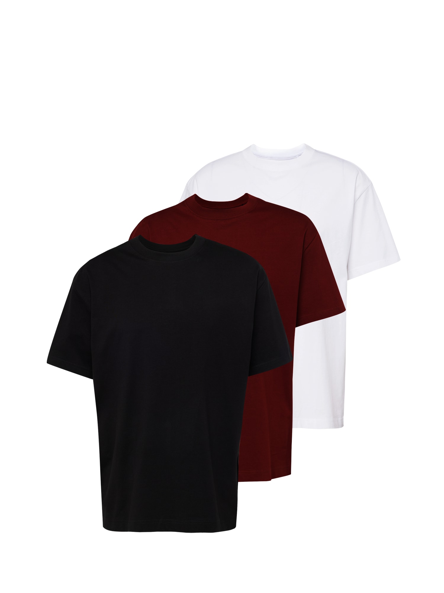 WEEKDAY Тениска  черешово червено / черно / бяло